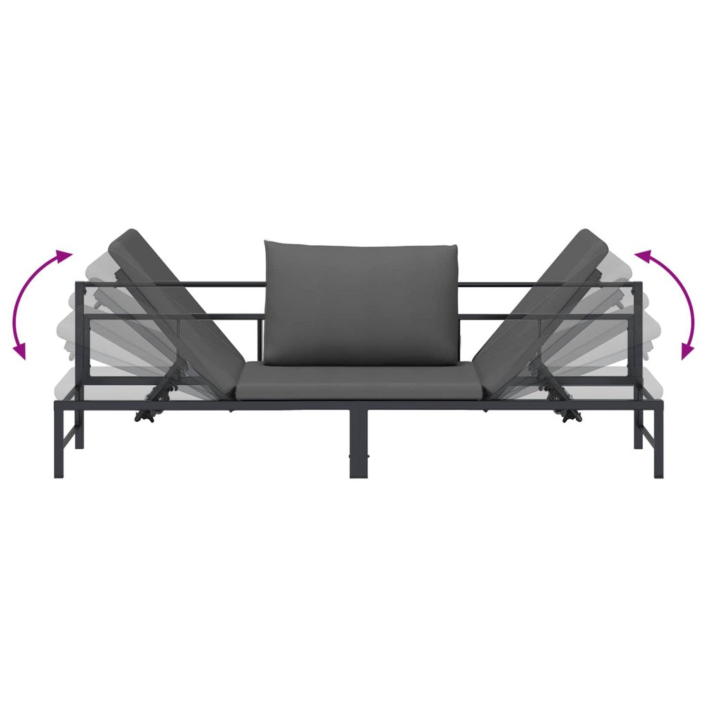 vidaXL Leżak słoneczny dla 3 osób Czarny 200 x 62 x 59,5 cm Textilene