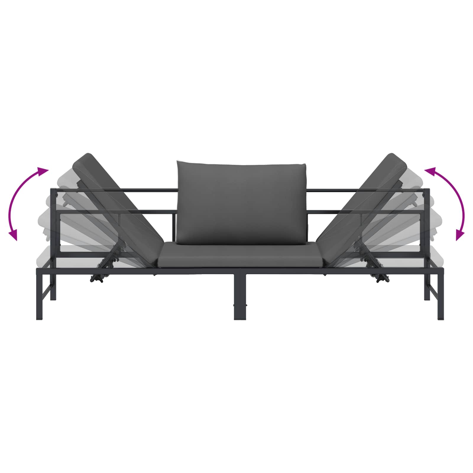 vidaXL Leżak słoneczny dla 3 osób Czarny 200 x 62 x 59,5 cm Textilene