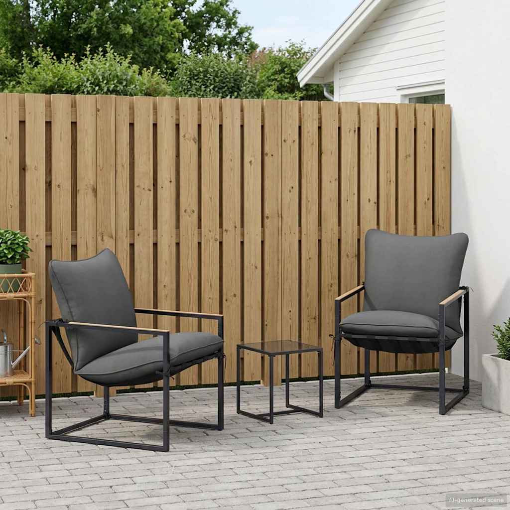 vidaXL Zestaw Sof na Ogród 3 pcs Czarny i antracyt Stal