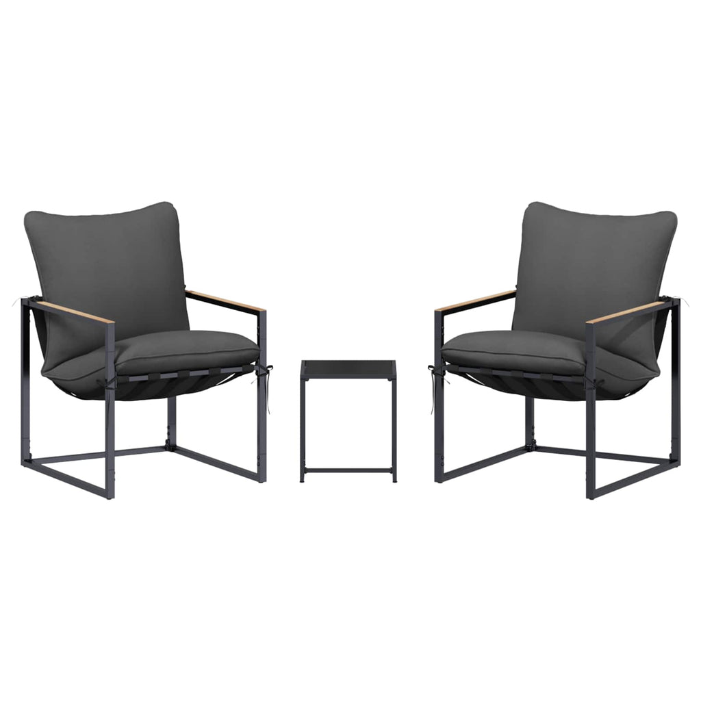 vidaXL Zestaw Sof na Ogród 3 pcs Czarny i antracyt Stal