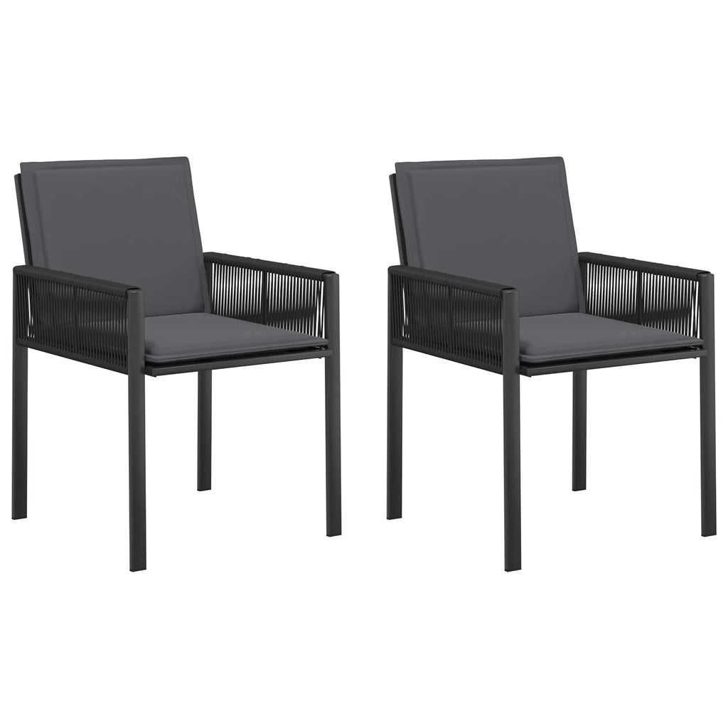 vidaXL Krzesła ogrodowe 6 pcs Czarny i Ciemnoszary polirattan