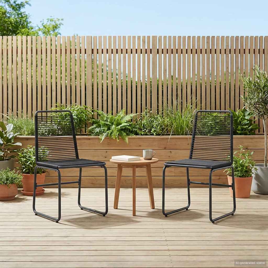 vidaXL Krzesła ogrodowe 2 pcs Czarny 48 x 55 x 89,5 cm rattan