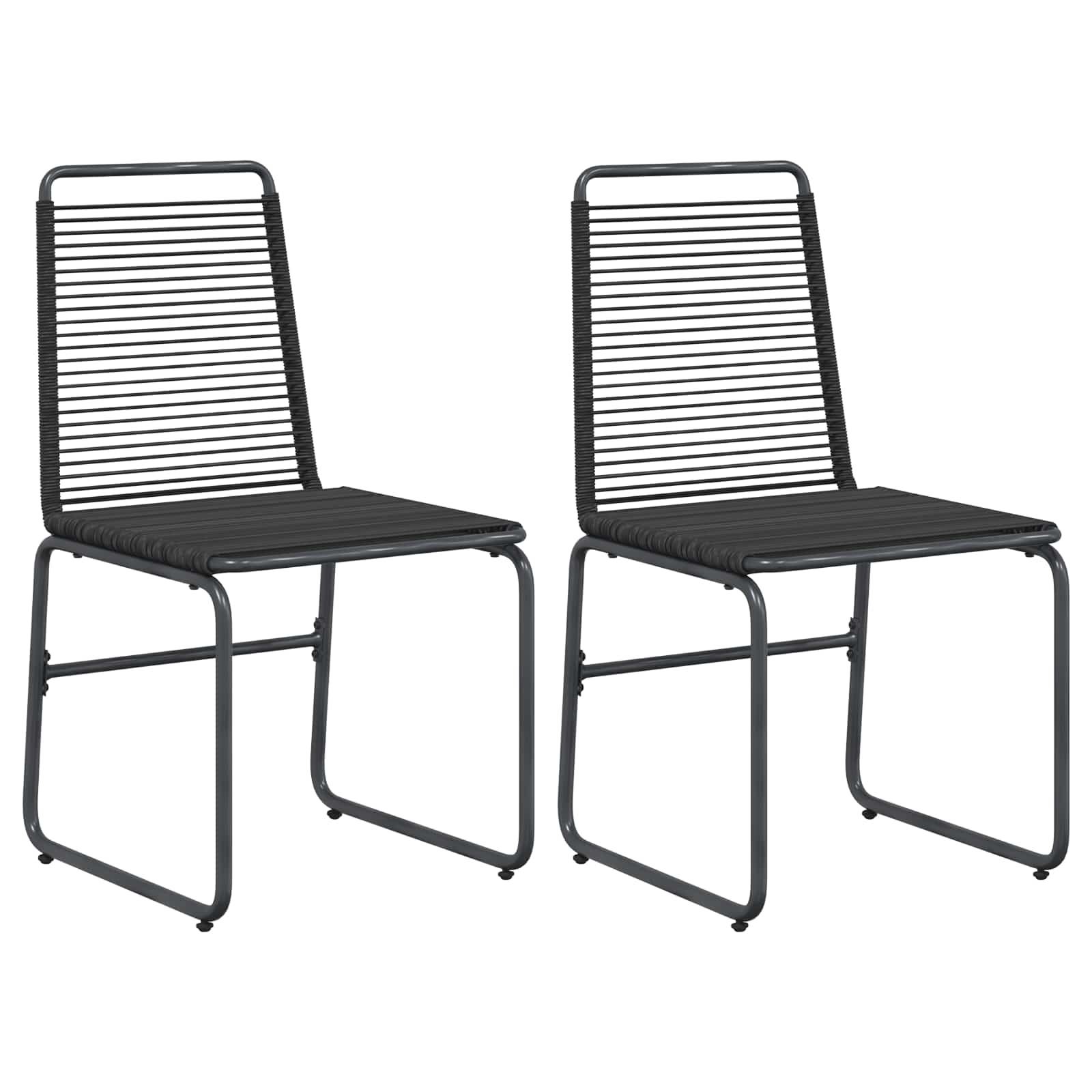 vidaXL Krzesła ogrodowe 2 pcs Czarny 48 x 55 x 89,5 cm rattan