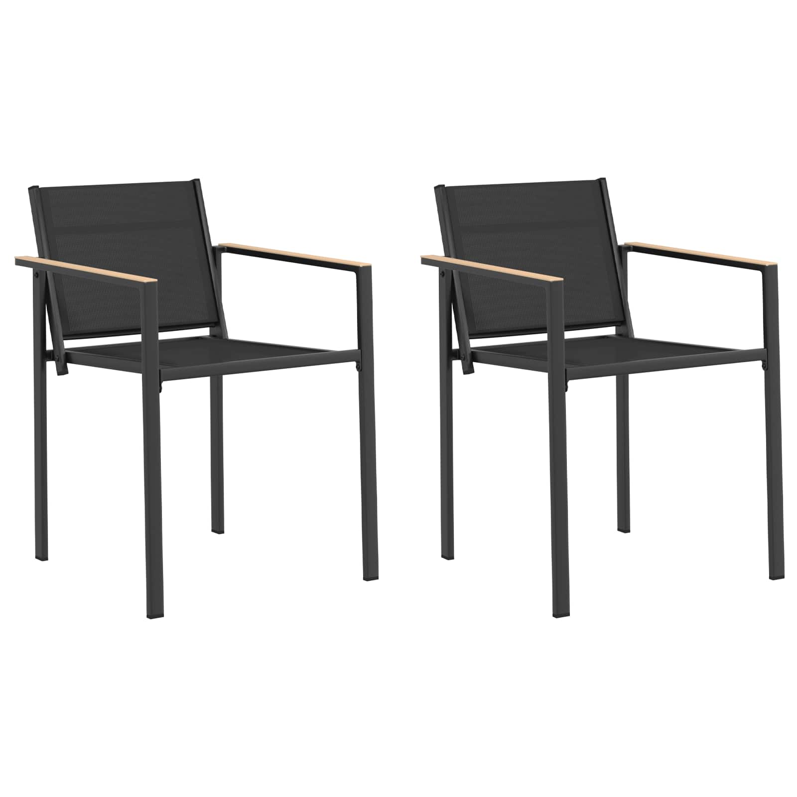 vidaXL Krzesła ogrodowe 2 pcs Czarny i antracyt 53,5 x 59 x 77 cm