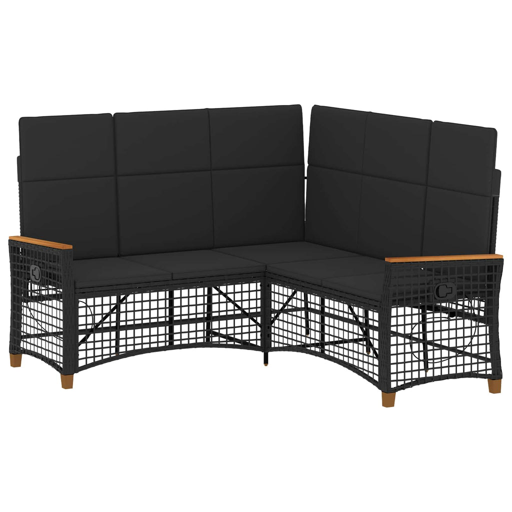 vidaXL Zestaw sof ogrodowych Z regulacją Czarny 164 x 164 x 112 cm