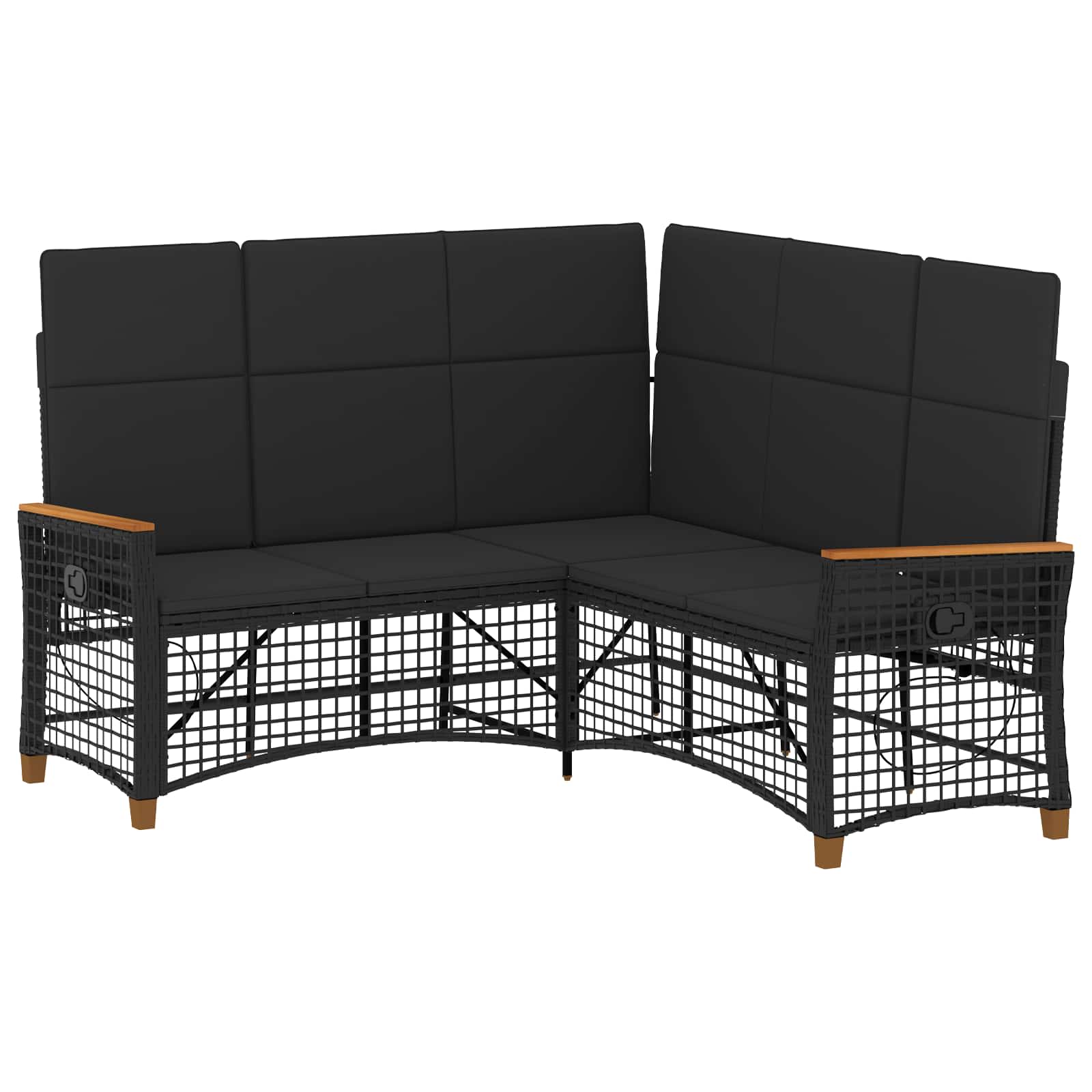 vidaXL Zestaw sof ogrodowych Z regulacją Czarny 164 x 164 x 112 cm