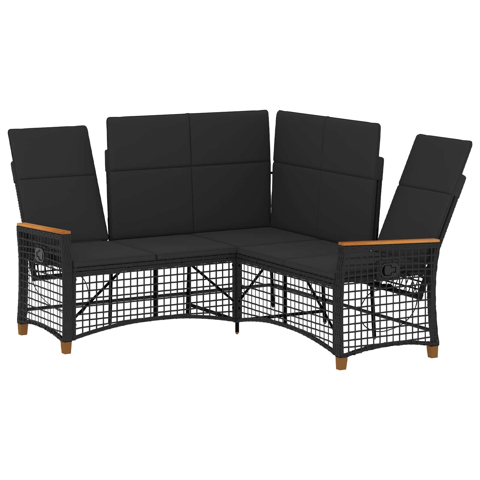 vidaXL Zestaw sof ogrodowych Z regulacją Czarny 164 x 164 x 112 cm