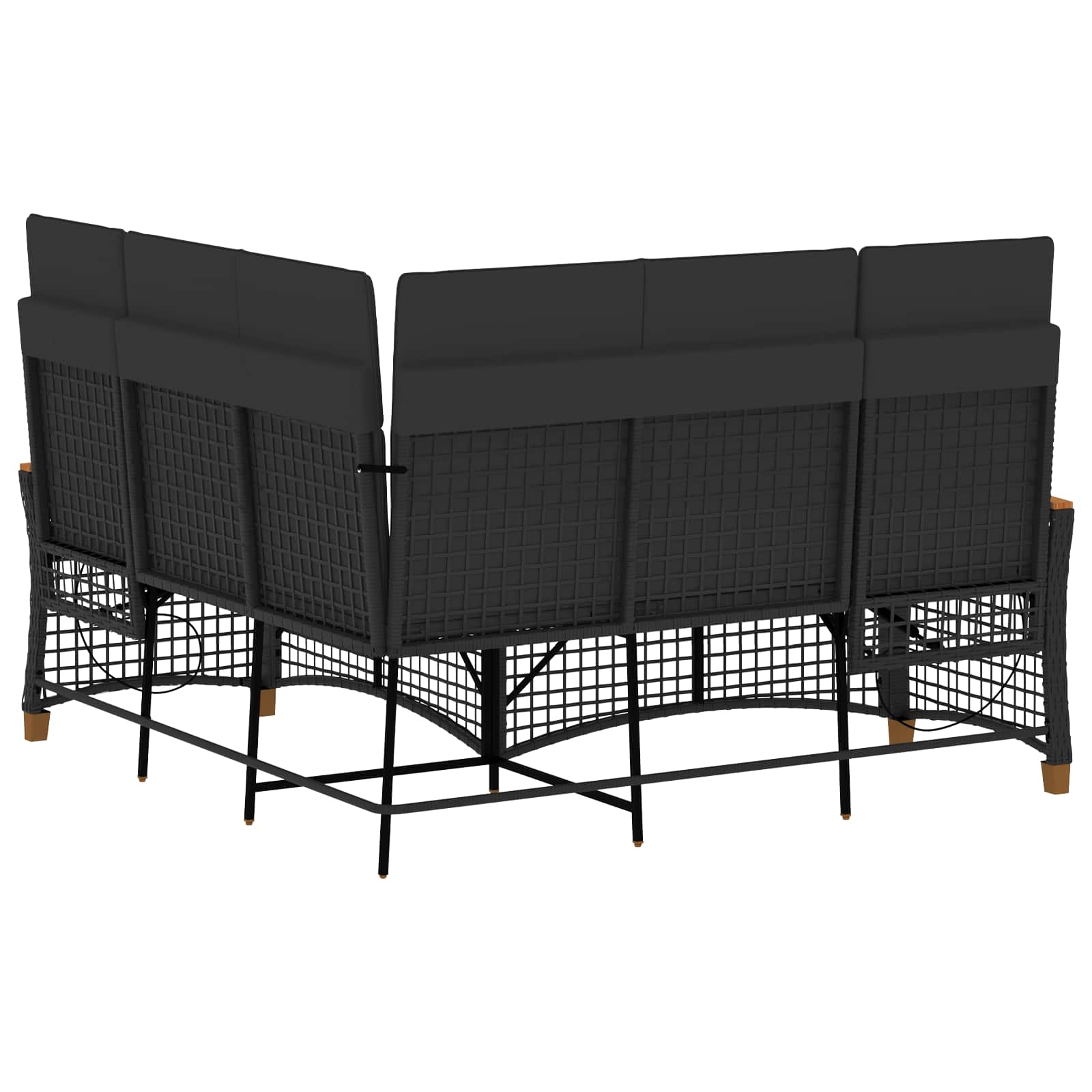 vidaXL Zestaw sof ogrodowych Z regulacją Czarny 164 x 164 x 112 cm