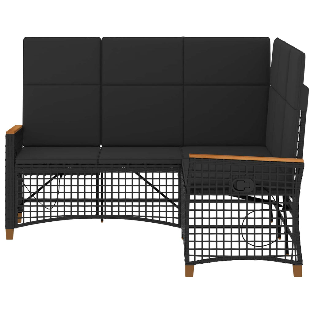 vidaXL Zestaw sof ogrodowych Z regulacją Czarny 164 x 164 x 112 cm