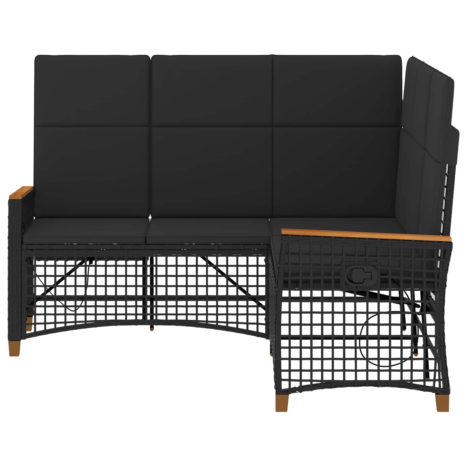 vidaXL Zestaw sof ogrodowych Z regulacją Czarny 164 x 164 x 112 cm