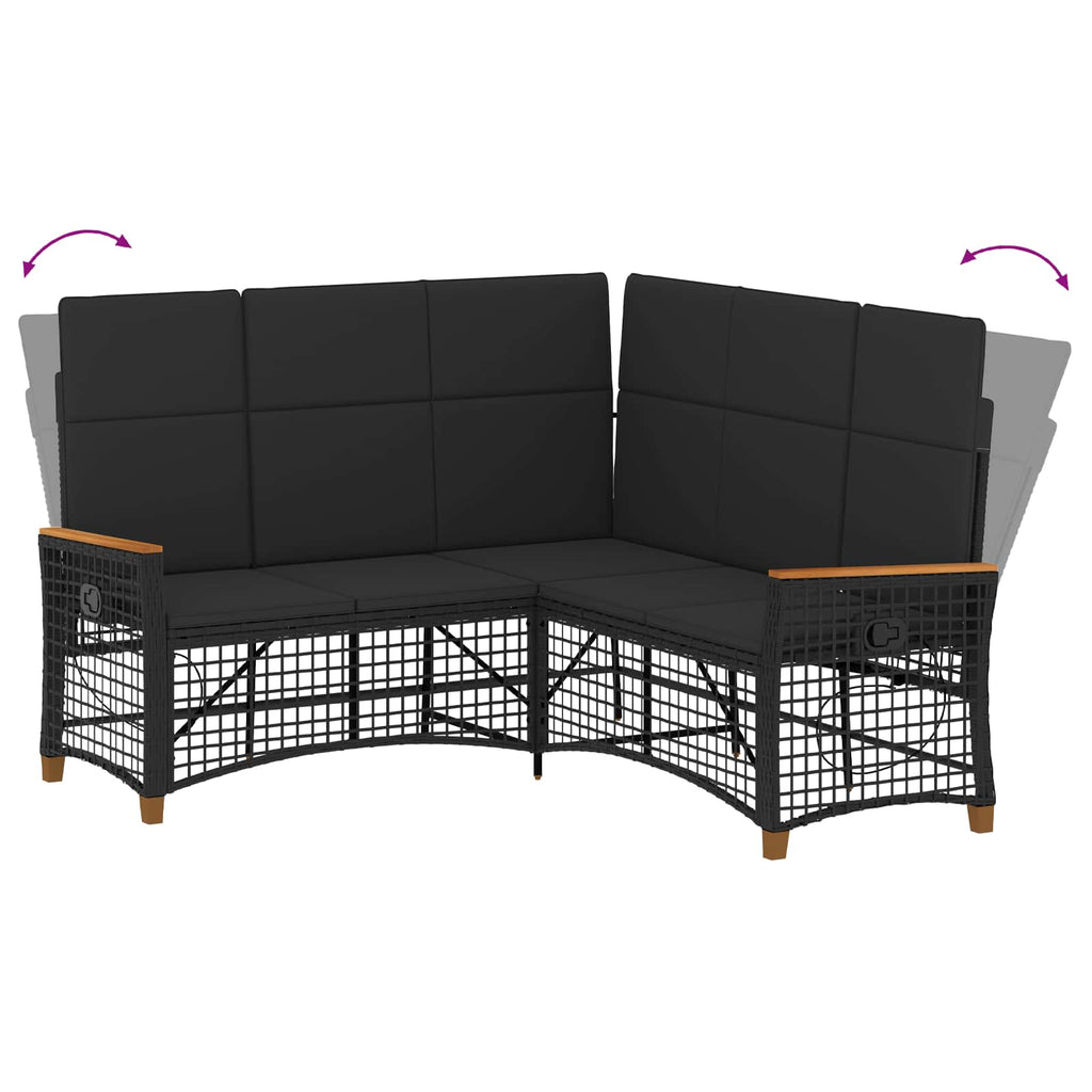 vidaXL Zestaw sof ogrodowych Z regulacją Czarny 164 x 164 x 112 cm