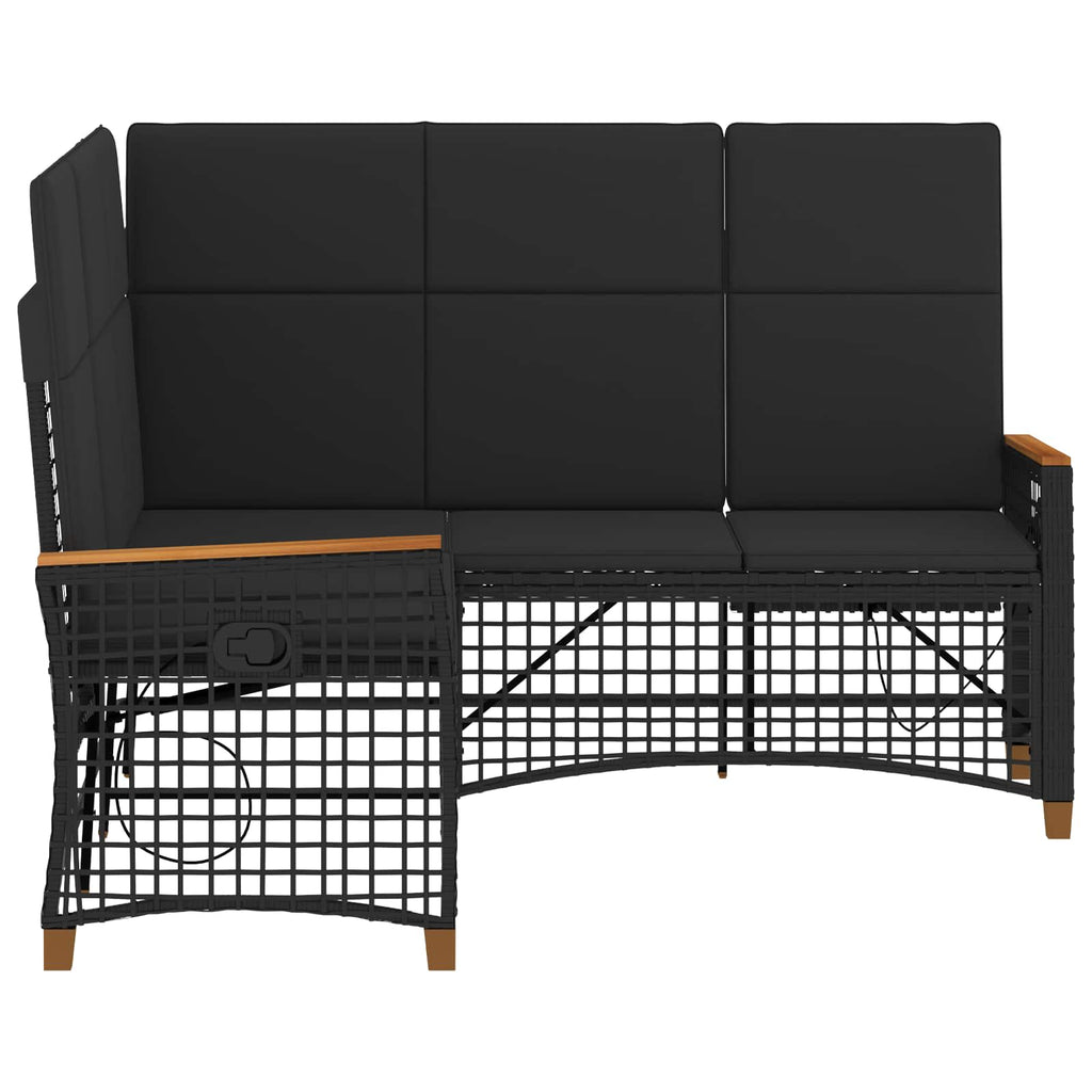 vidaXL Zestaw sof ogrodowych Z regulacją Czarny 164 x 164 x 112 cm