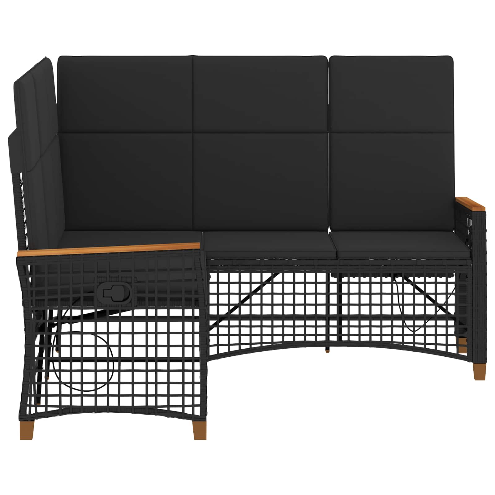 vidaXL Zestaw sof ogrodowych Z regulacją Czarny 164 x 164 x 112 cm