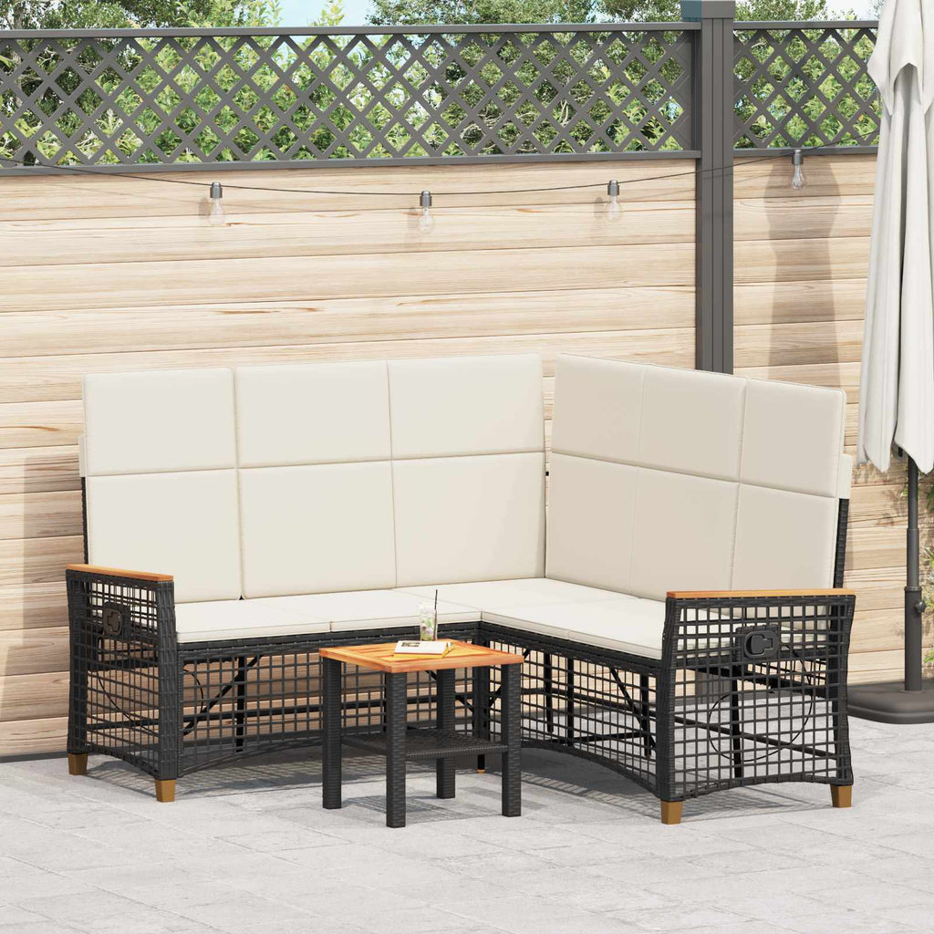 vidaXL Zestaw sof ogrodowych Czarny i kremowo-biały 164 x 164 x 112 cm