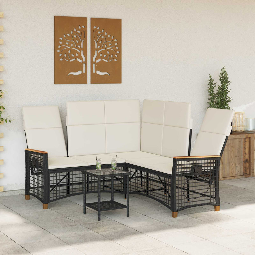 vidaXL Zestaw sof ogrodowych Czarny i kremowo-biały 164 x 164 x 112 cm