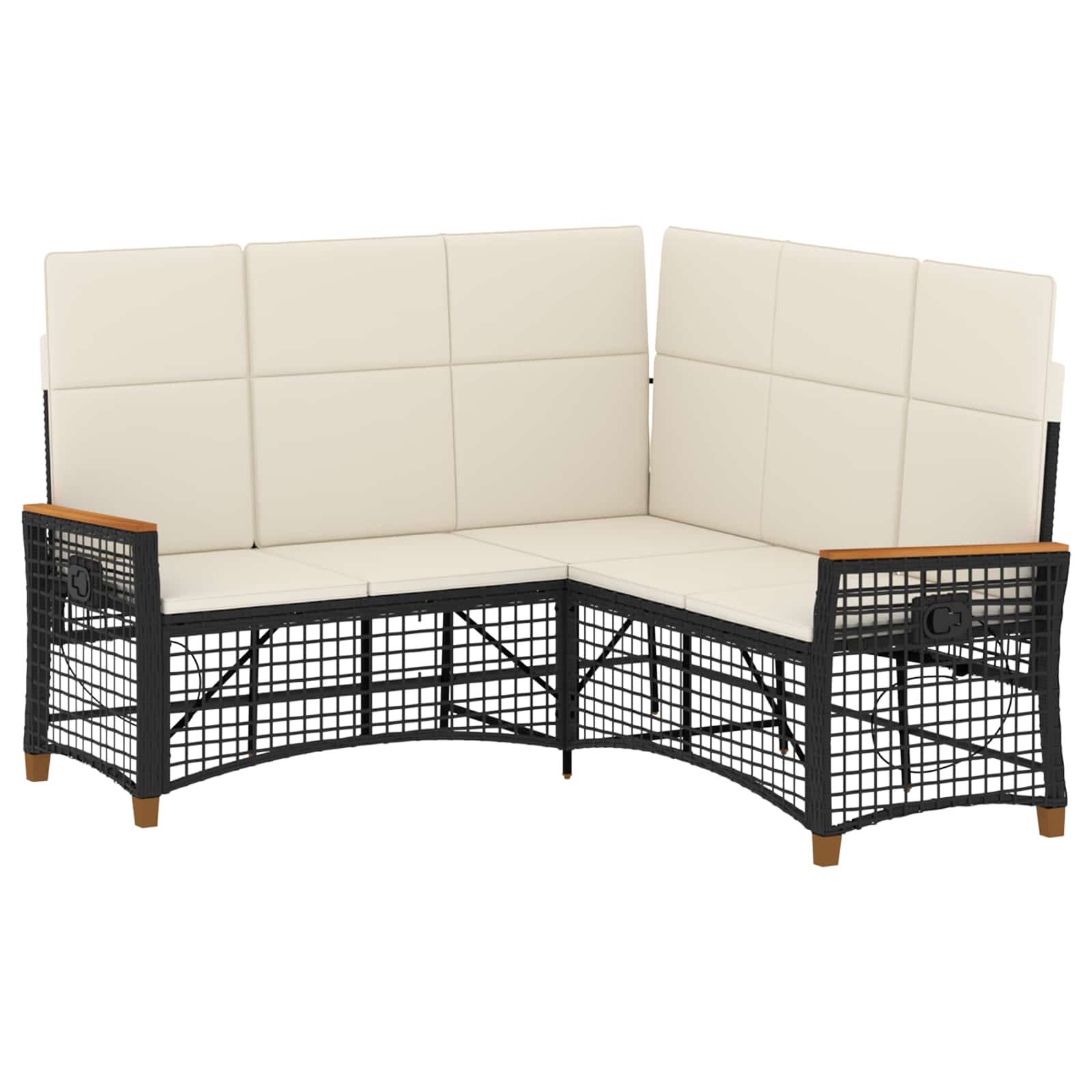 vidaXL Zestaw sof ogrodowych Czarny i kremowo-biały 164 x 164 x 112 cm
