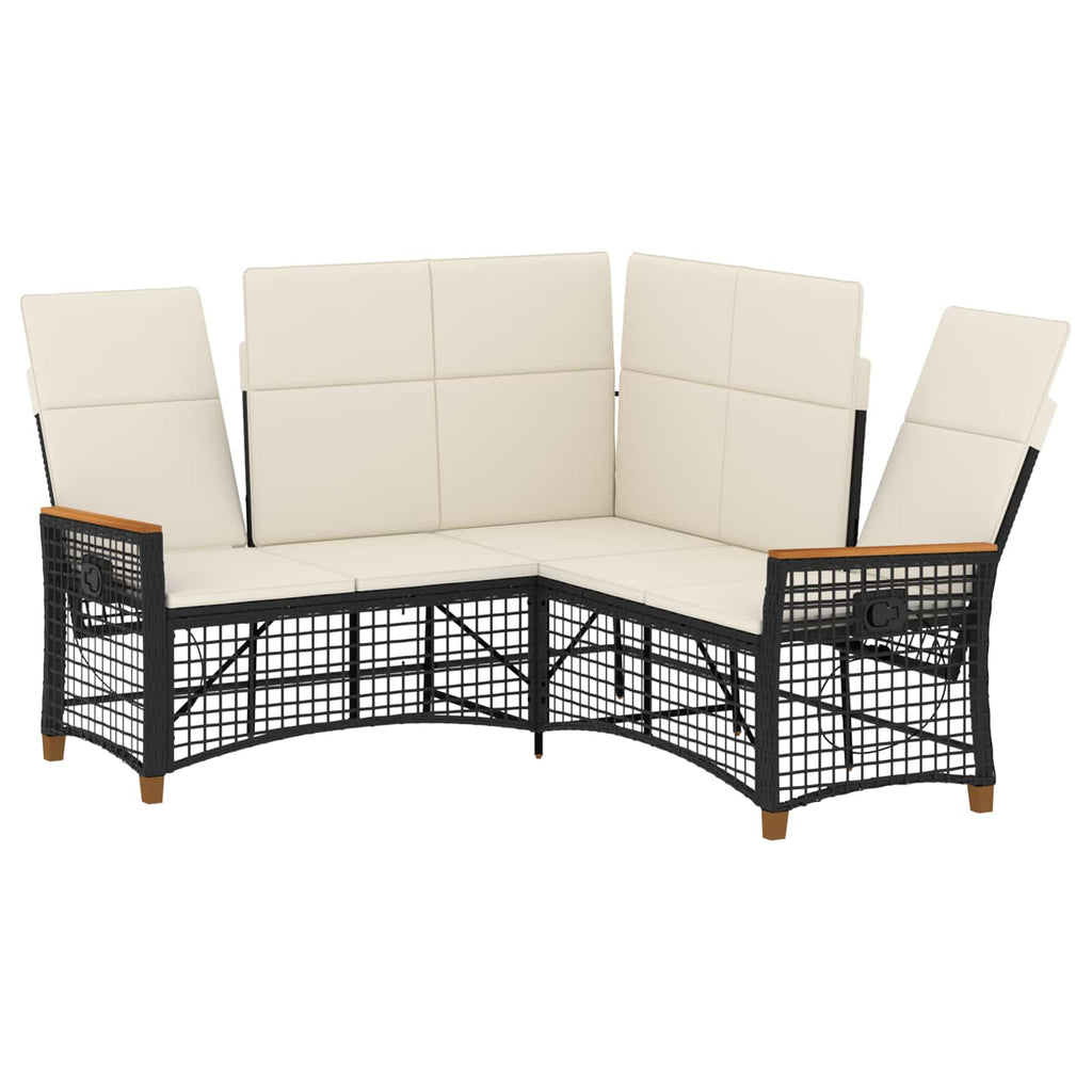 vidaXL Zestaw sof ogrodowych Czarny i kremowo-biały 164 x 164 x 112 cm