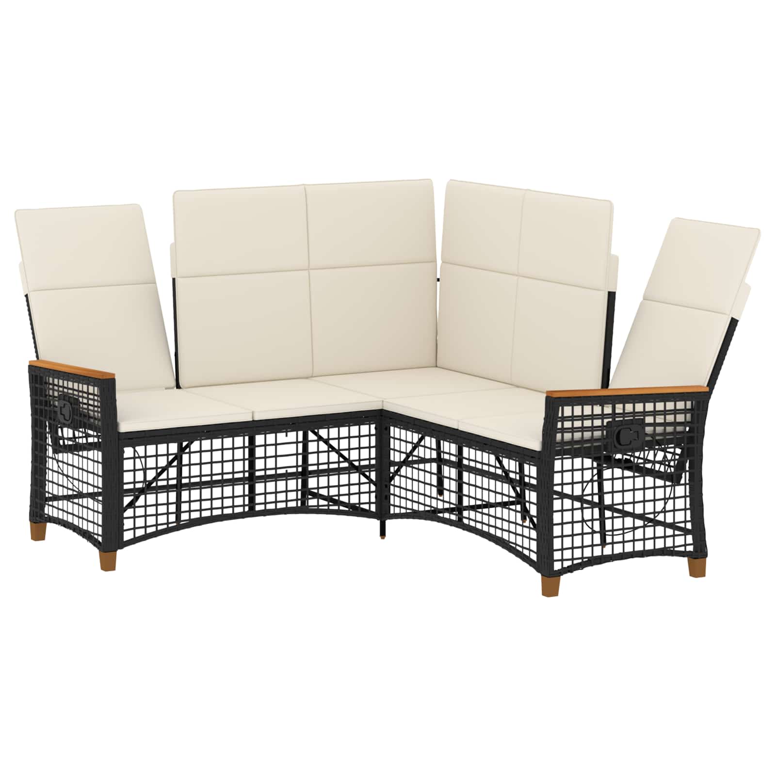 vidaXL Zestaw sof ogrodowych Czarny i kremowo-biały 164 x 164 x 112 cm