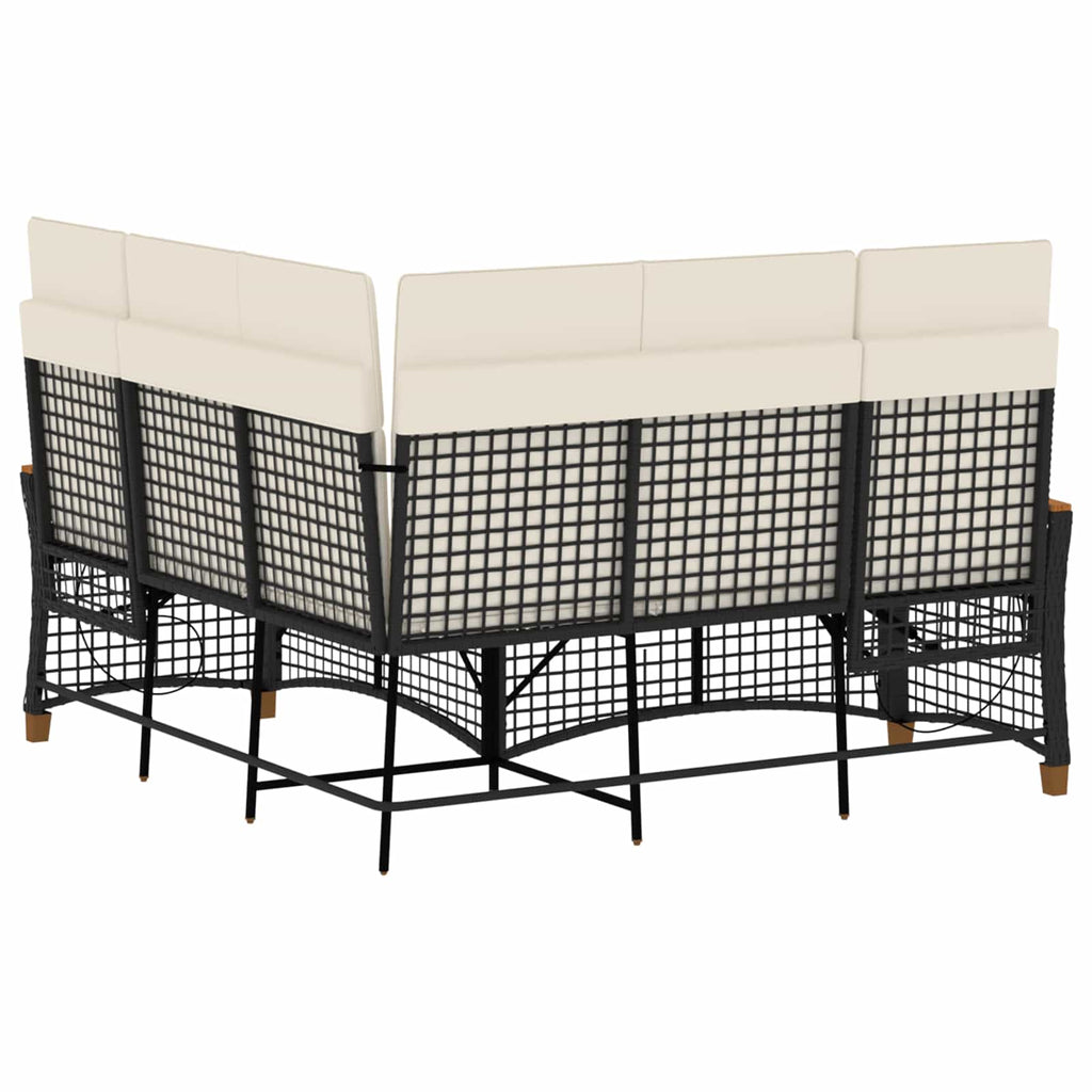 vidaXL Zestaw sof ogrodowych Czarny i kremowo-biały 164 x 164 x 112 cm