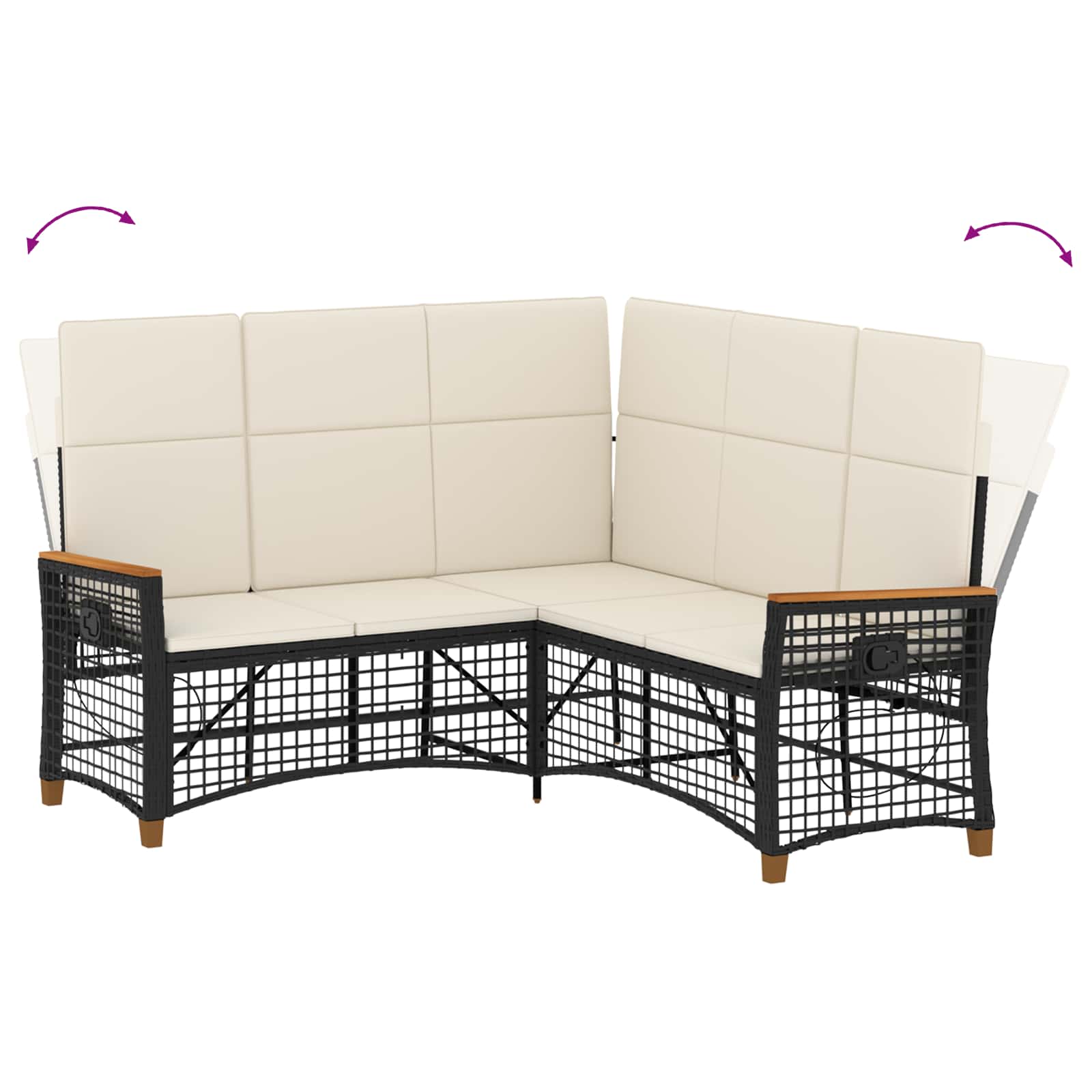 vidaXL Zestaw sof ogrodowych Czarny i kremowo-biały 164 x 164 x 112 cm