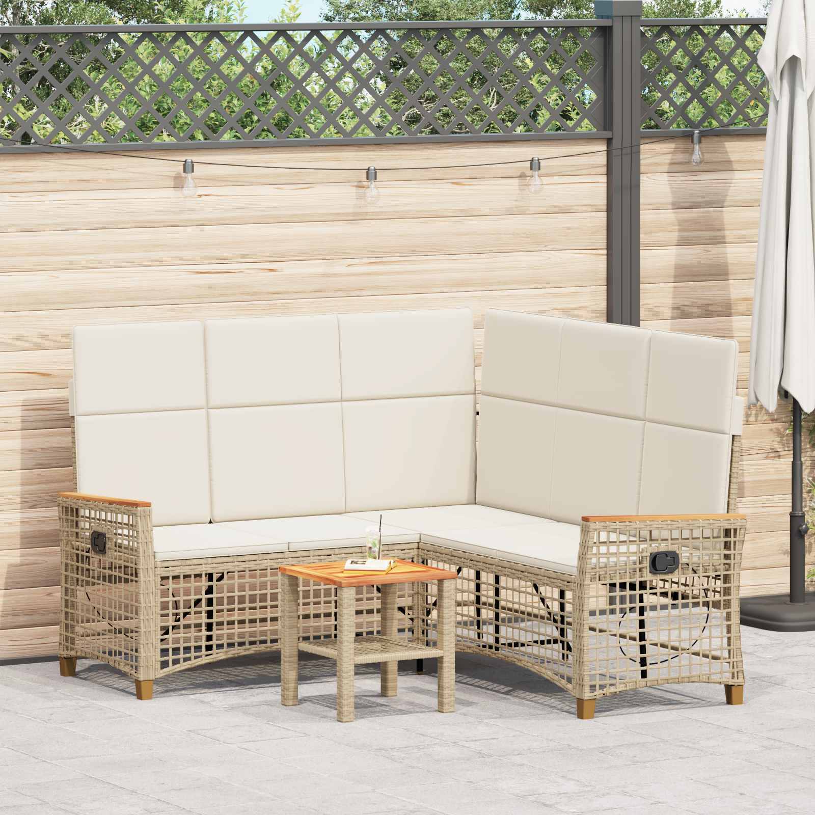 vidaXL Zestaw sof ogrodowych Beżowy i kremowy 164 x 164 x 112 cm