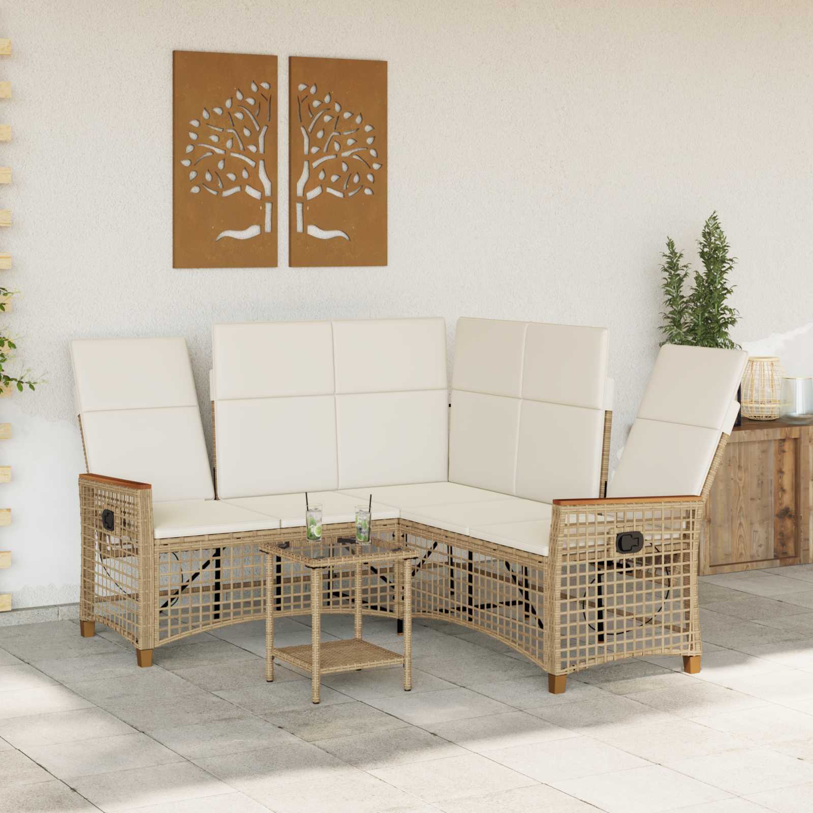 vidaXL Zestaw sof ogrodowych Beżowy i kremowy 164 x 164 x 112 cm