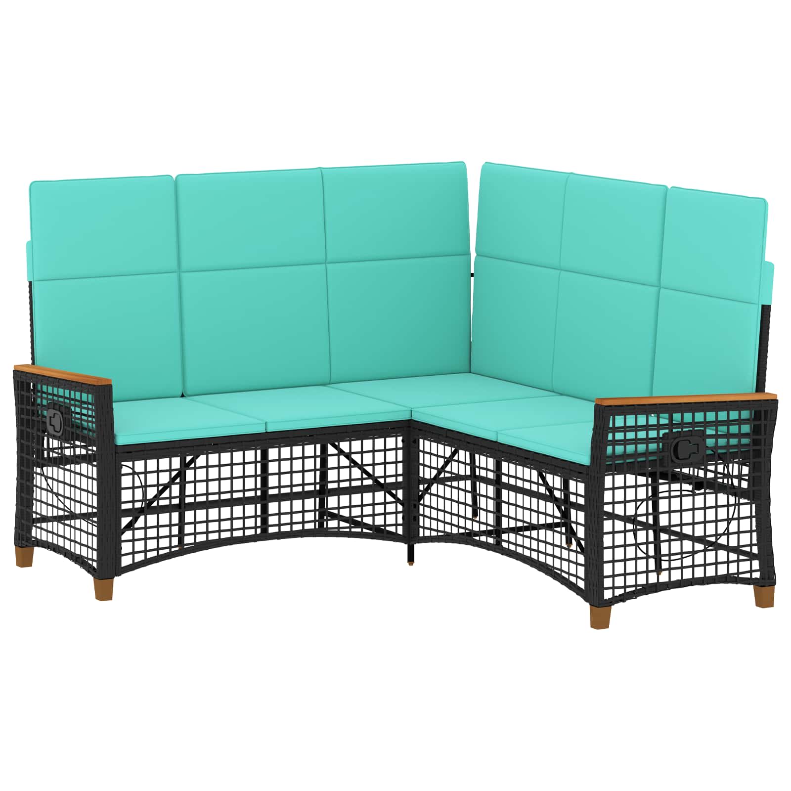 vidaXL Zestaw sof ogrodowych Czarny i Turkusowy 164 x 164 x 112 cm