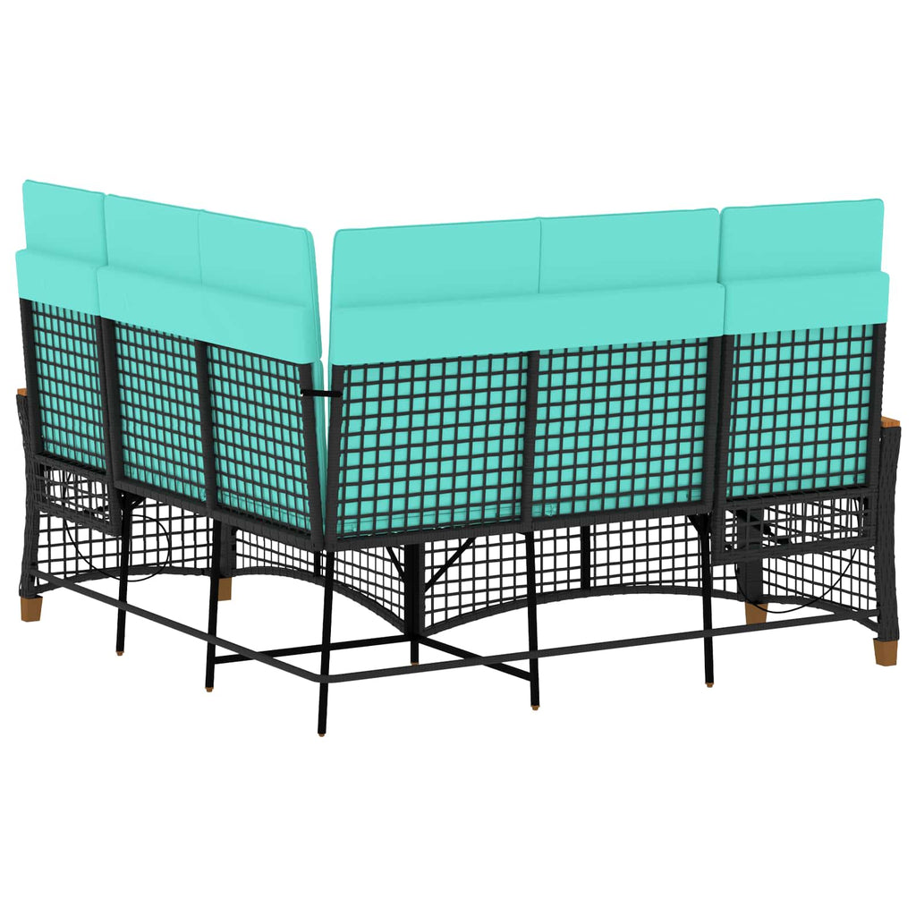vidaXL Zestaw sof ogrodowych Czarny i Turkusowy 164 x 164 x 112 cm