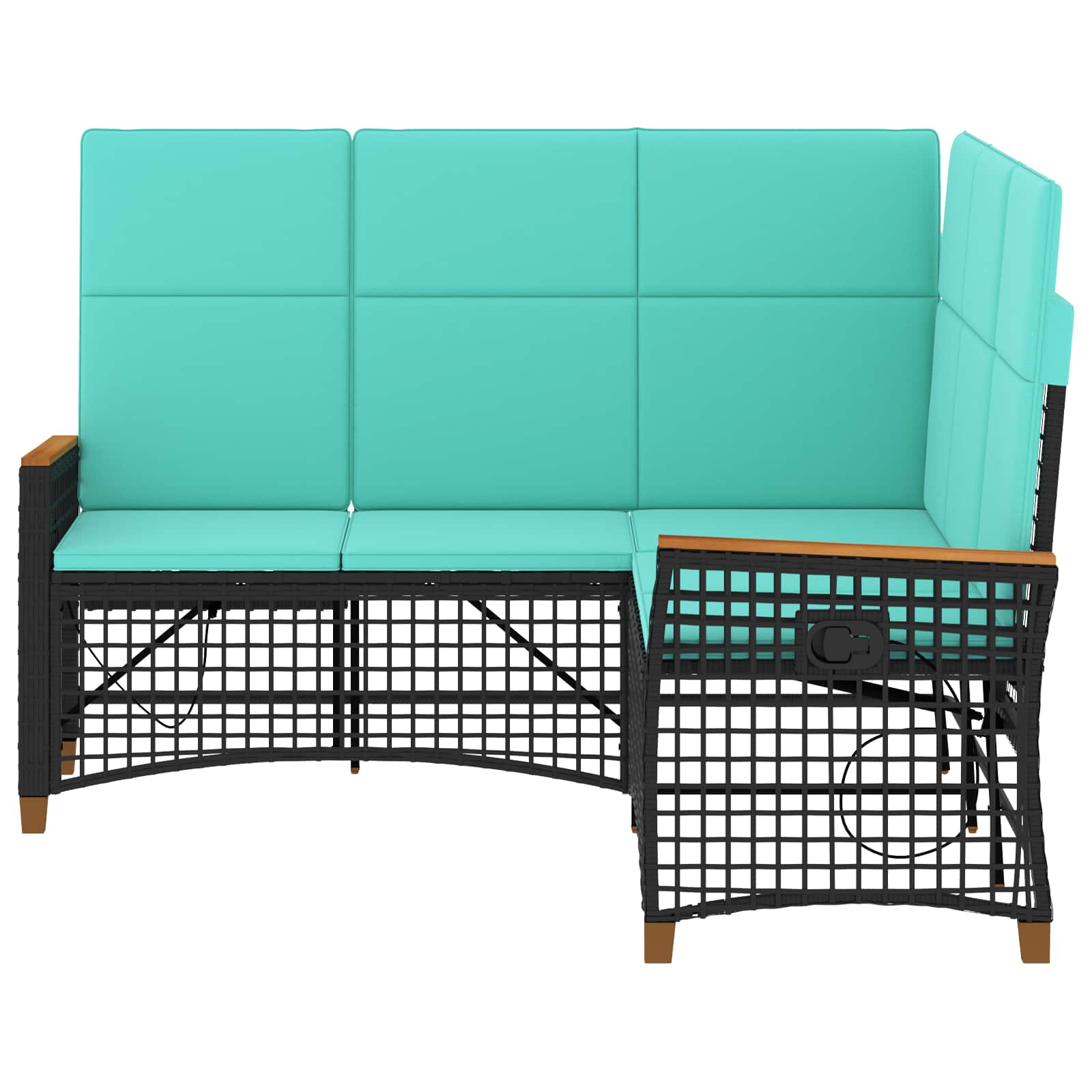 vidaXL Zestaw sof ogrodowych Czarny i Turkusowy 164 x 164 x 112 cm