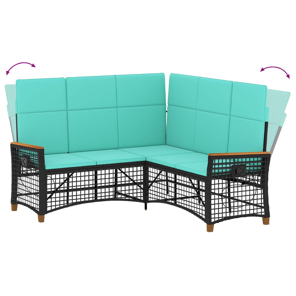 vidaXL Zestaw sof ogrodowych Czarny i Turkusowy 164 x 164 x 112 cm