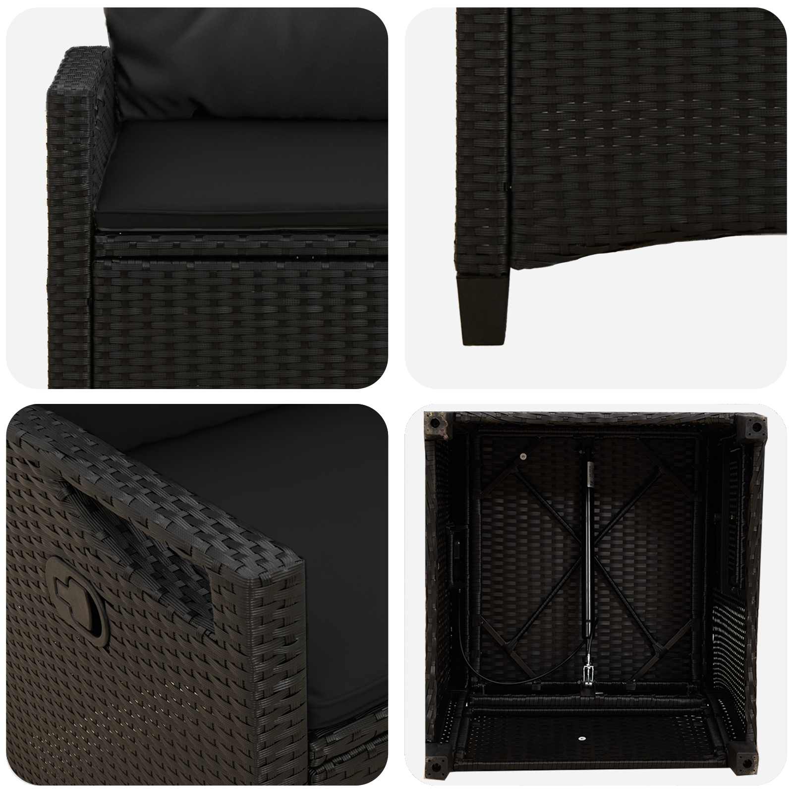 vidaXL Krzesło Ogrodowe 2 pcs Czarny 56 x 64 x 94 cm Stal i poliester