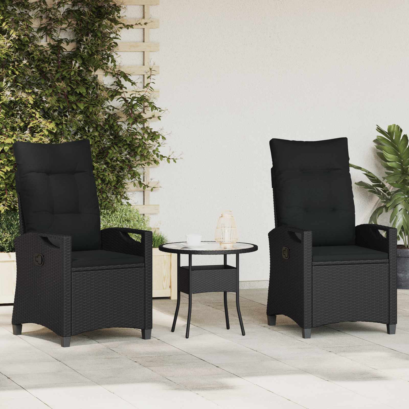 vidaXL Krzesło Ogrodowe 2 pcs Czarny 56 x 64 x 94 cm Stal i poliester