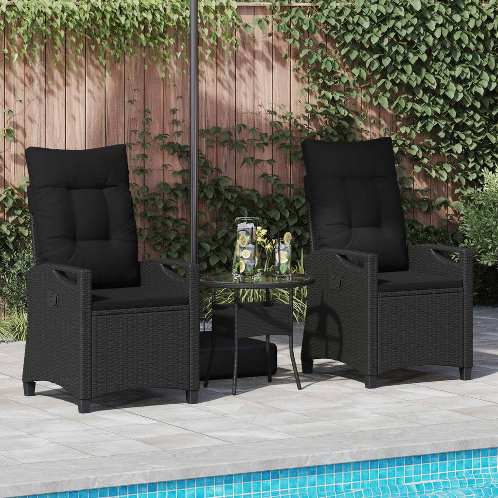 vidaXL Krzesło Ogrodowe 2 pcs Czarny 56 x 64 x 94 cm Stal i poliester
