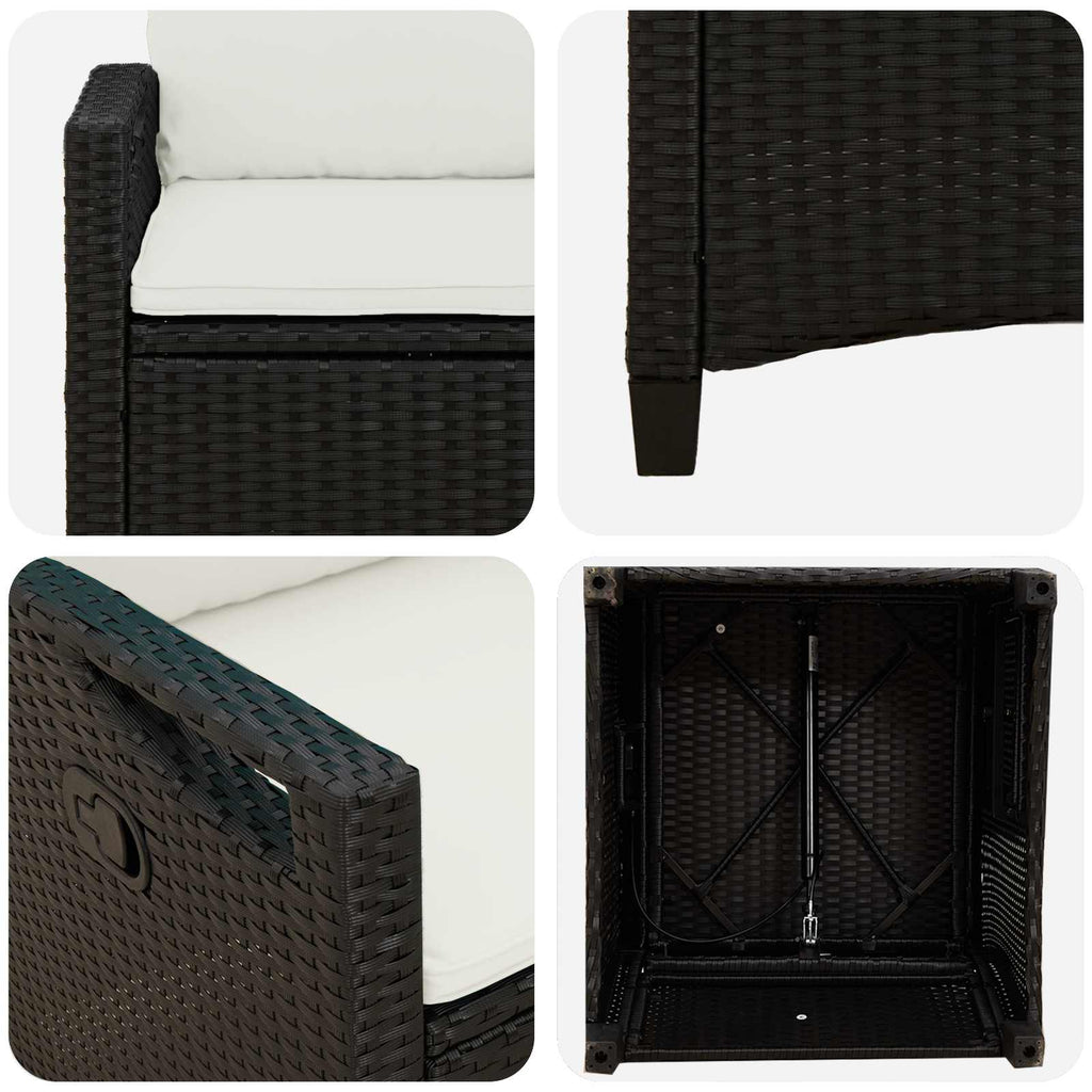 vidaXL Krzesło Ogrodowe 2 pcs Czarny i kremowy 56 x 60 x 112 cm