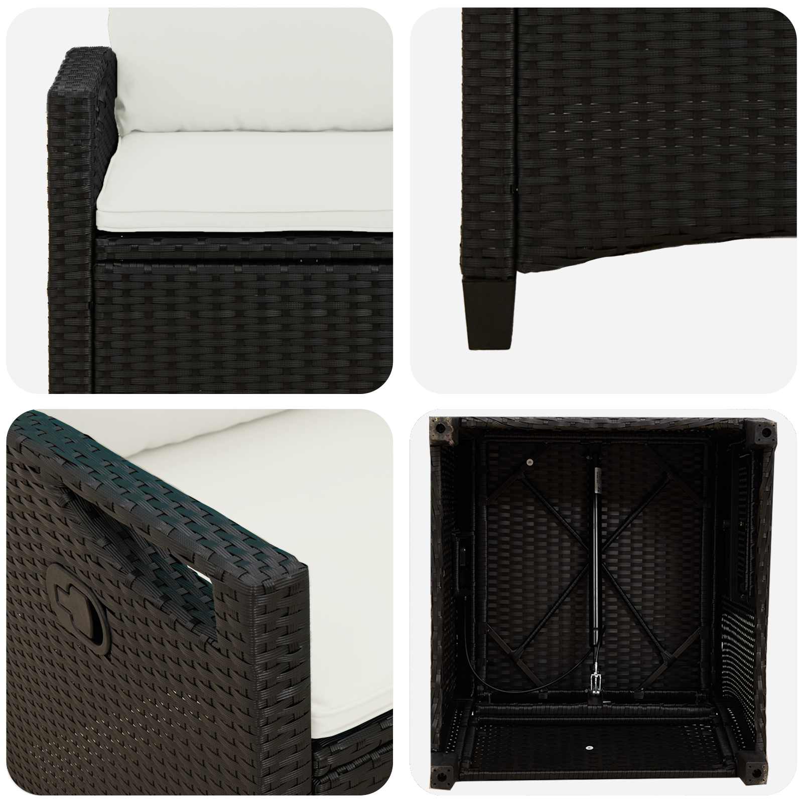 vidaXL Krzesło Ogrodowe 2 pcs Czarny i kremowy 56 x 60 x 112 cm
