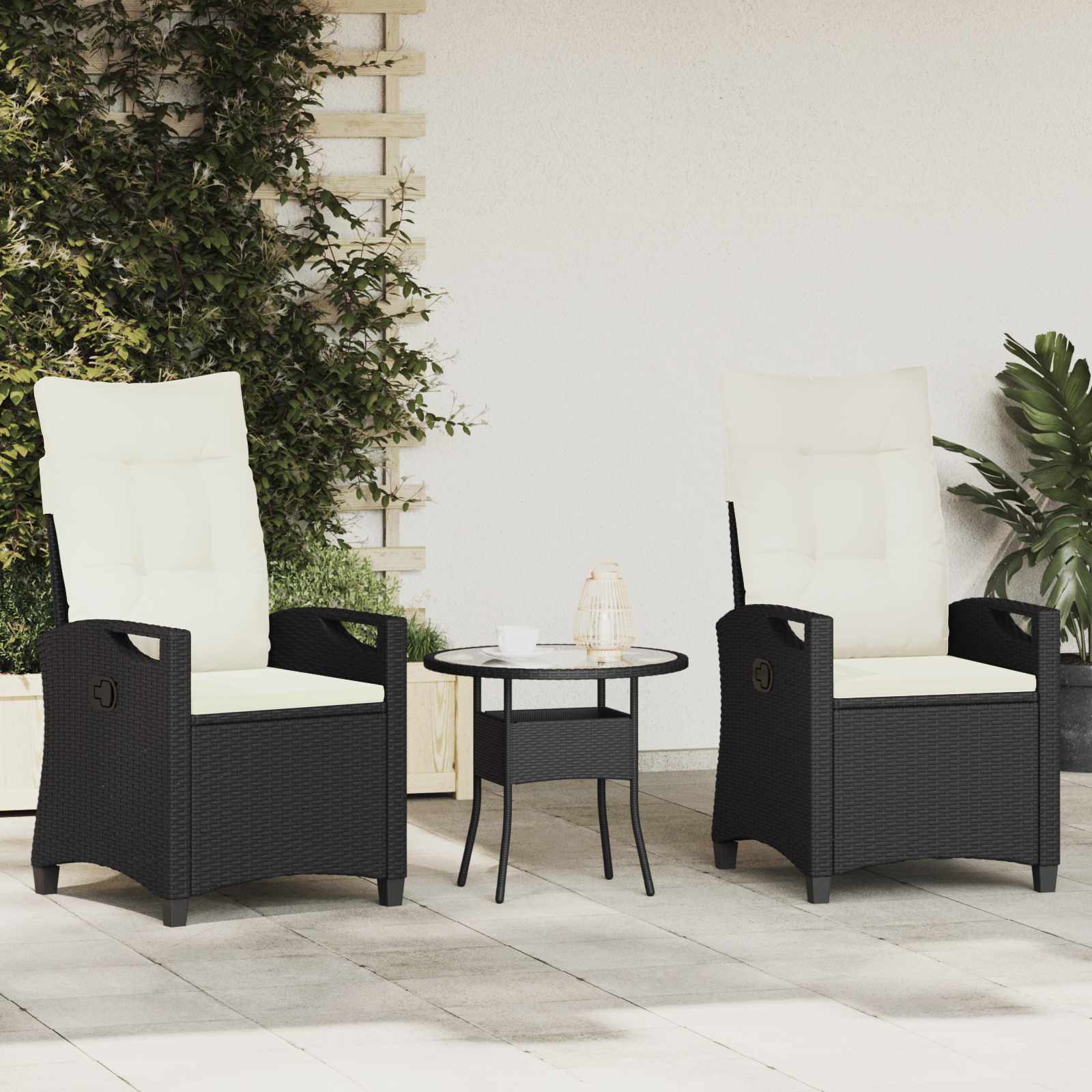 vidaXL Krzesło Ogrodowe 2 pcs Czarny i kremowy 56 x 60 x 112 cm