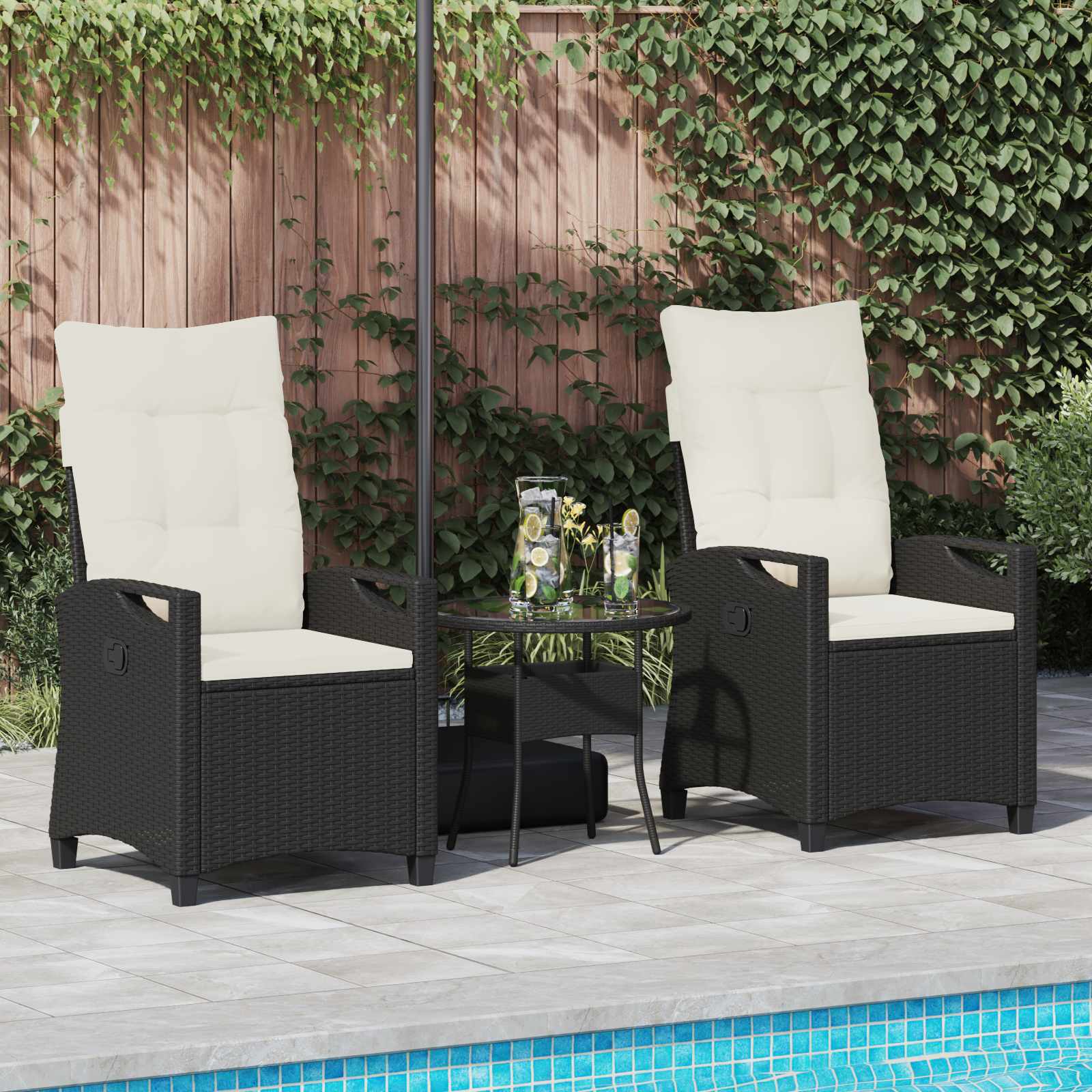 vidaXL Krzesło Ogrodowe 2 pcs Czarny i kremowy 56 x 60 x 112 cm
