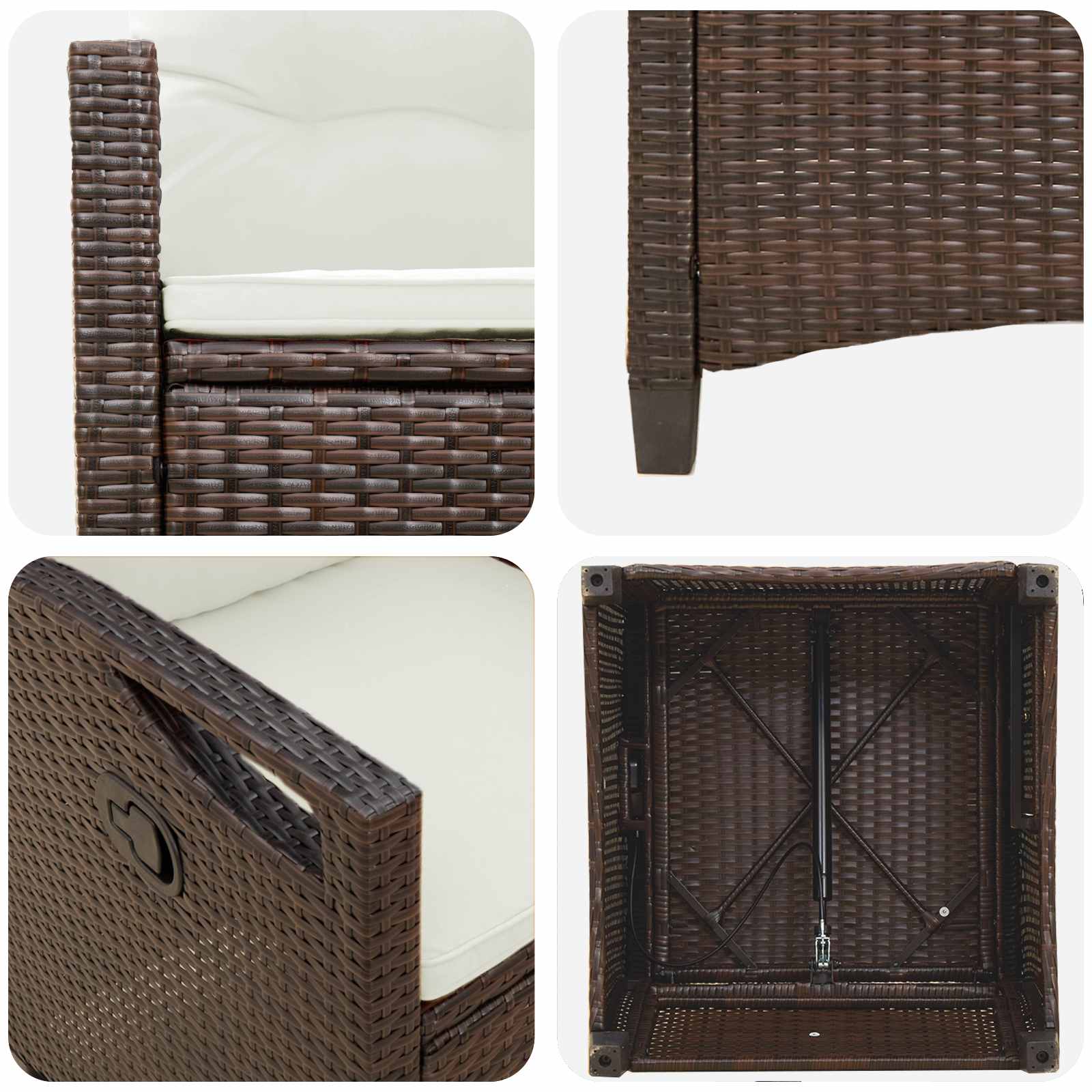 vidaXL Krzesło Ogrodowe 2 pcs Brązowy i Kremowy 56 x 60 x 112 cm