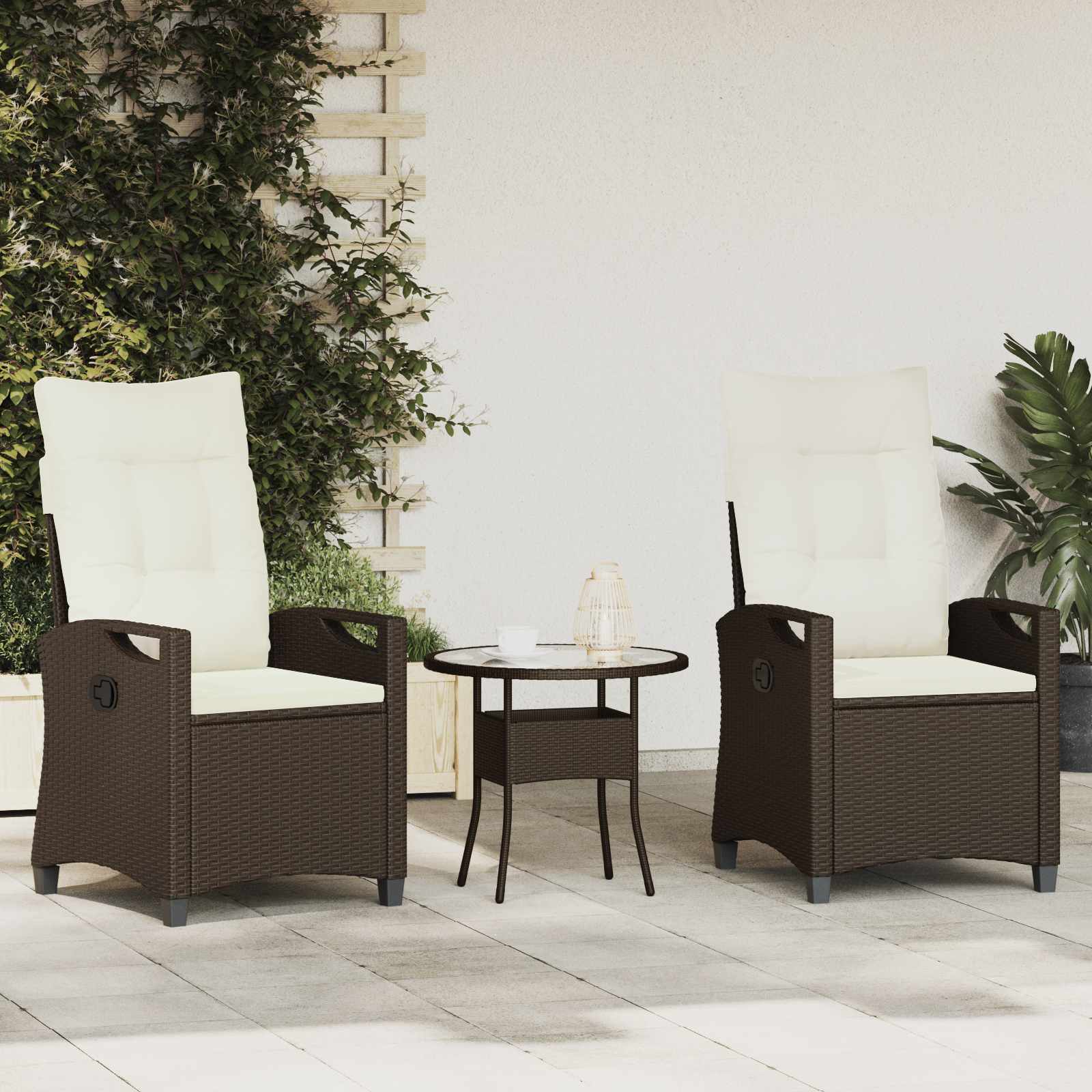 vidaXL Krzesło Ogrodowe 2 pcs Brązowy i Kremowy 56 x 60 x 112 cm