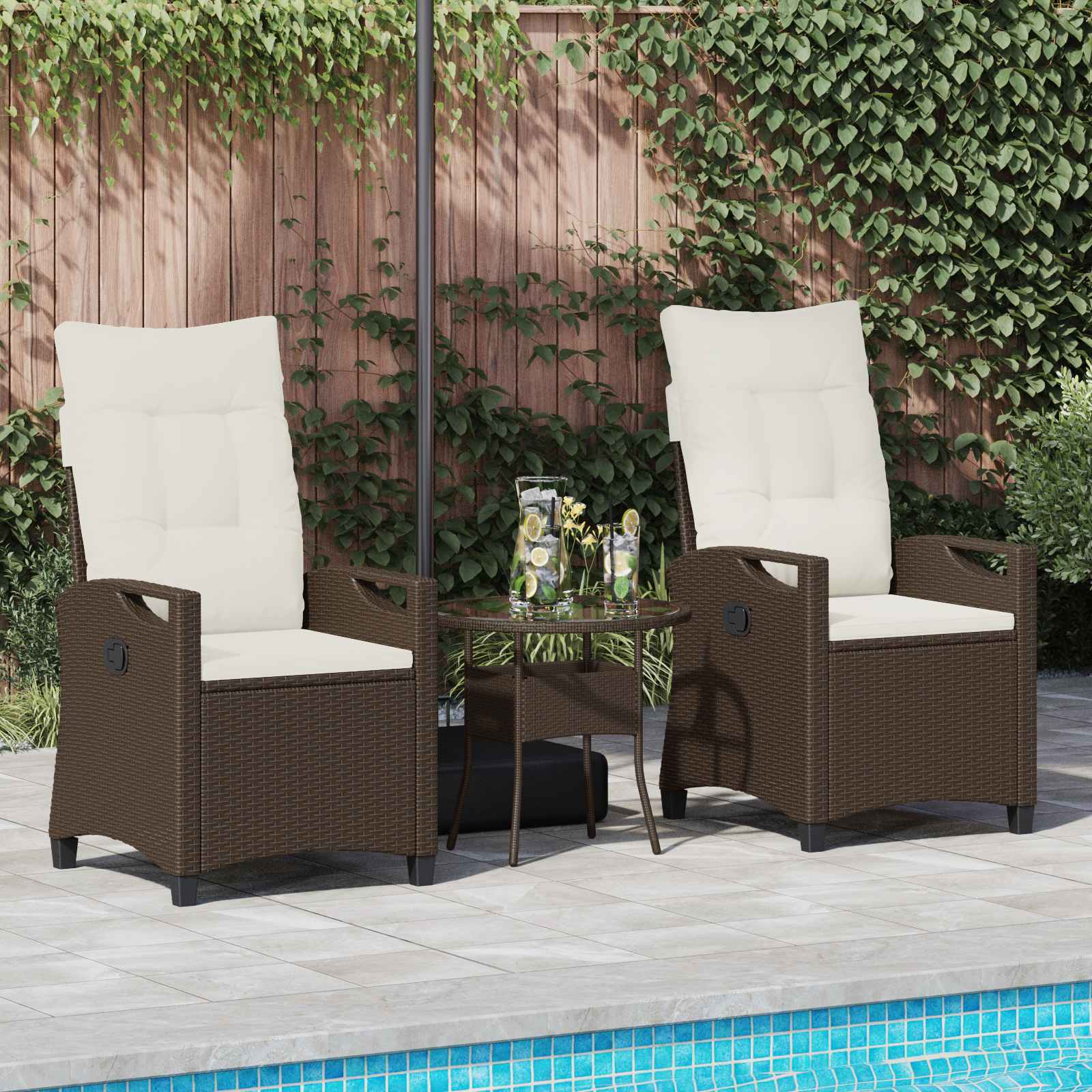 vidaXL Krzesło Ogrodowe 2 pcs Brązowy i Kremowy 56 x 60 x 112 cm