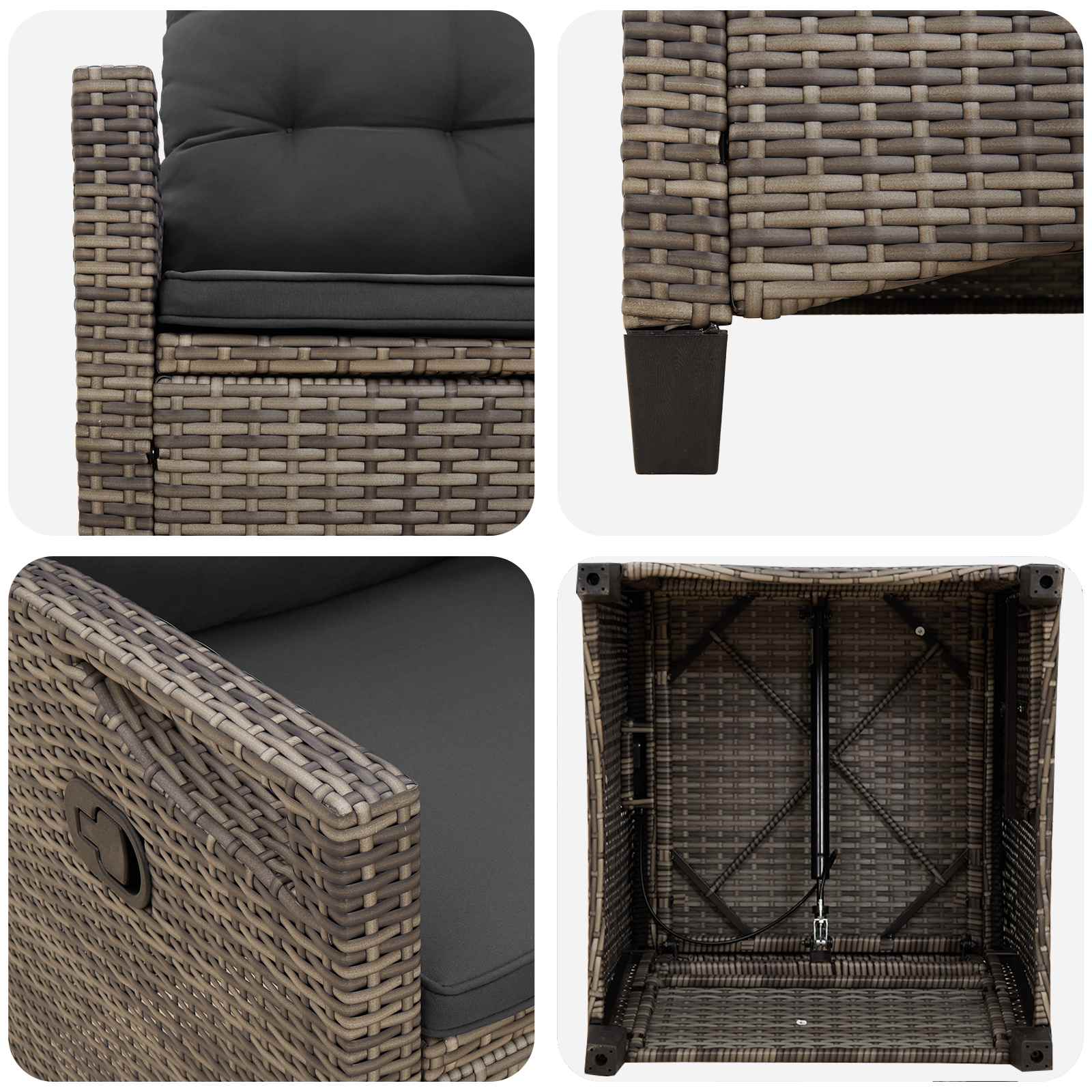 vidaXL Krzesło Ogrodowe 2 pcs Szary i ciemnoszary 56 x 60 x 112 cm