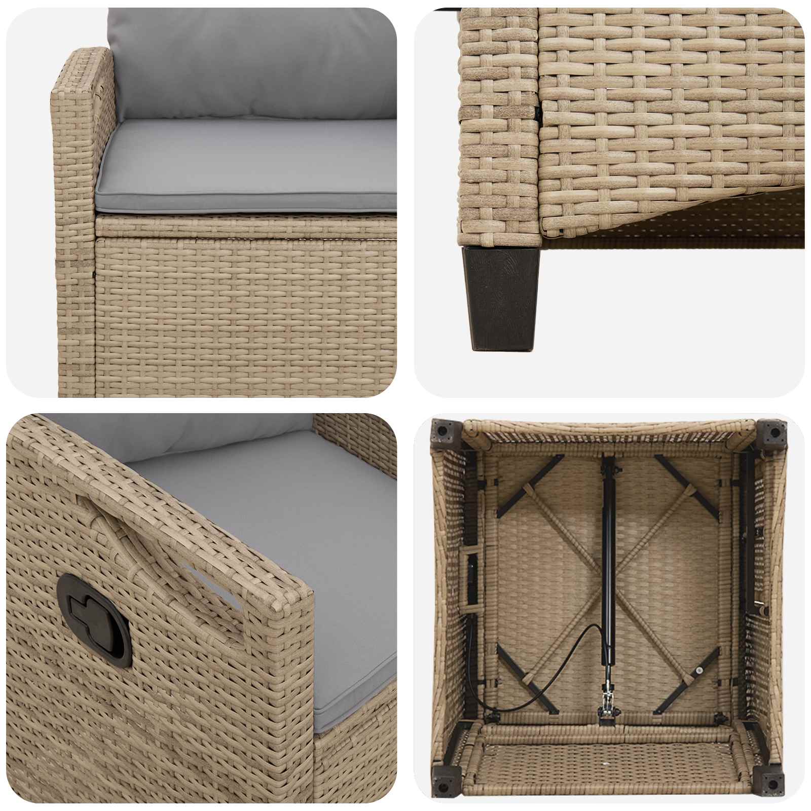vidaXL Krzesło Ogrodowe 2 pcs Beżowy i jasnoszary 56 x 60 x 112 cm