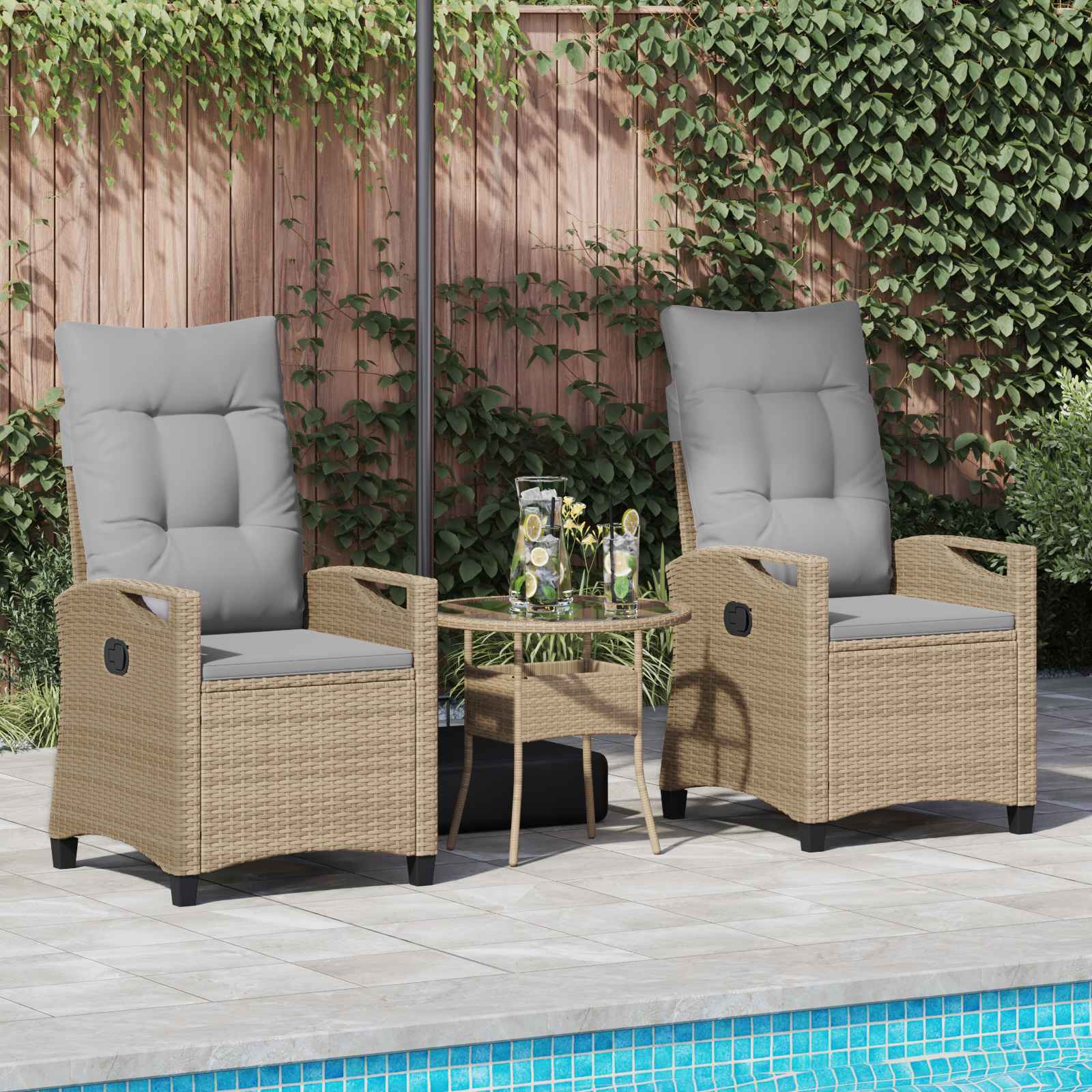vidaXL Krzesło Ogrodowe 2 pcs Beżowy i jasnoszary 56 x 60 x 112 cm