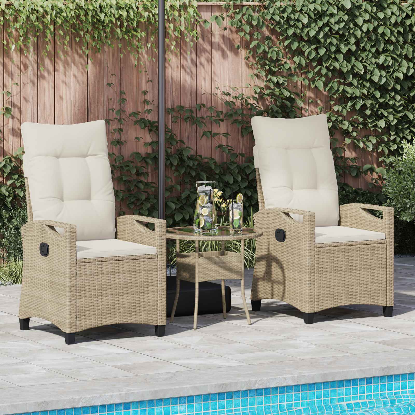 vidaXL Krzesło Ogrodowe 2 pcs Beżowy i kremowy 56 x 60 x 112 cm