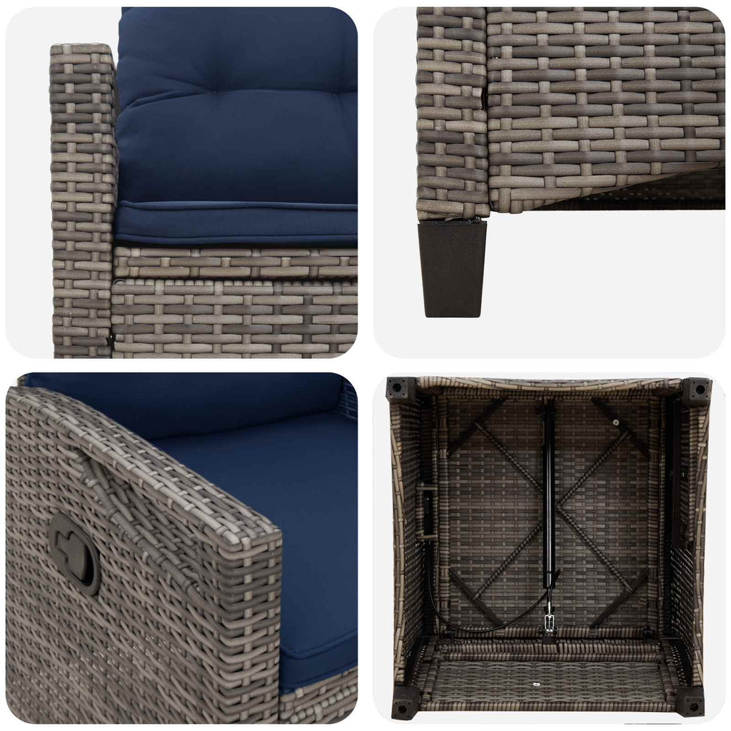 vidaXL Krzesło Ogrodowe 2 pcs szary i granatowy 56 x 60 x 112 cm