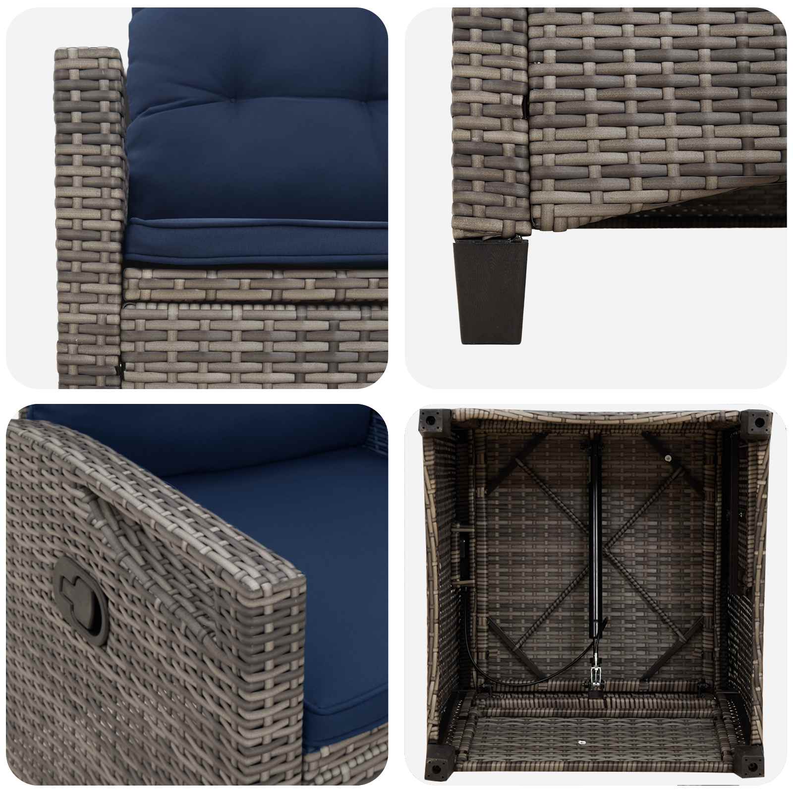 vidaXL Krzesło Ogrodowe 2 pcs szary i granatowy 56 x 60 x 112 cm