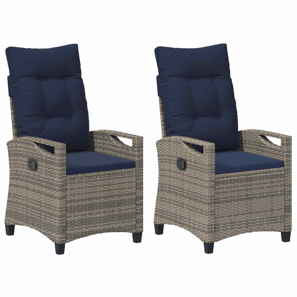 vidaXL Krzesło Ogrodowe 2 pcs szary i granatowy 56 x 60 x 112 cm