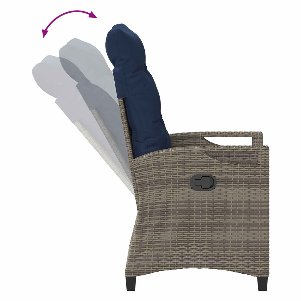 vidaXL Krzesło Ogrodowe 2 pcs szary i granatowy 56 x 60 x 112 cm