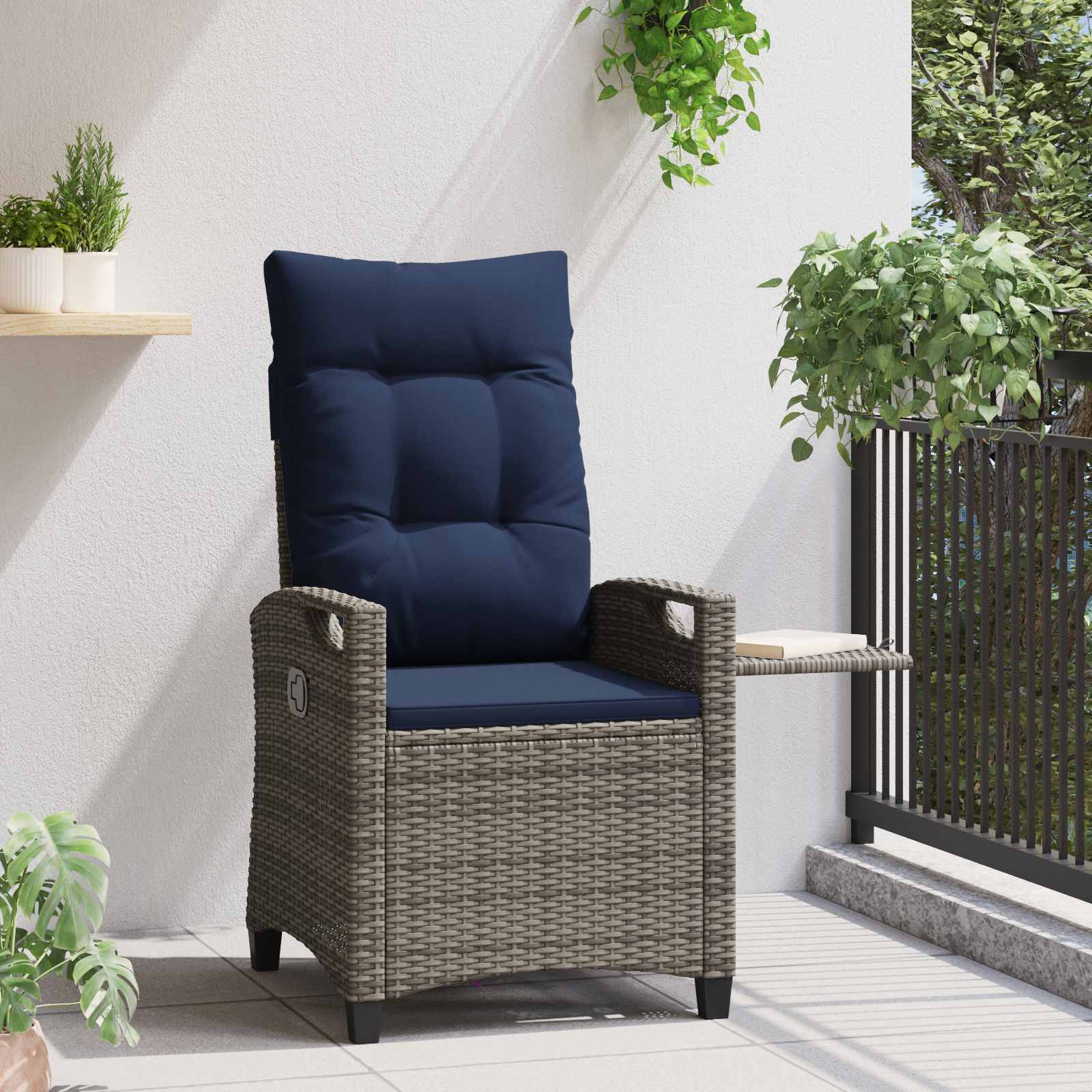 vidaXL Krzesło ogrodowe z regulowanym oparciem 56 x 60 x 112 cm stal