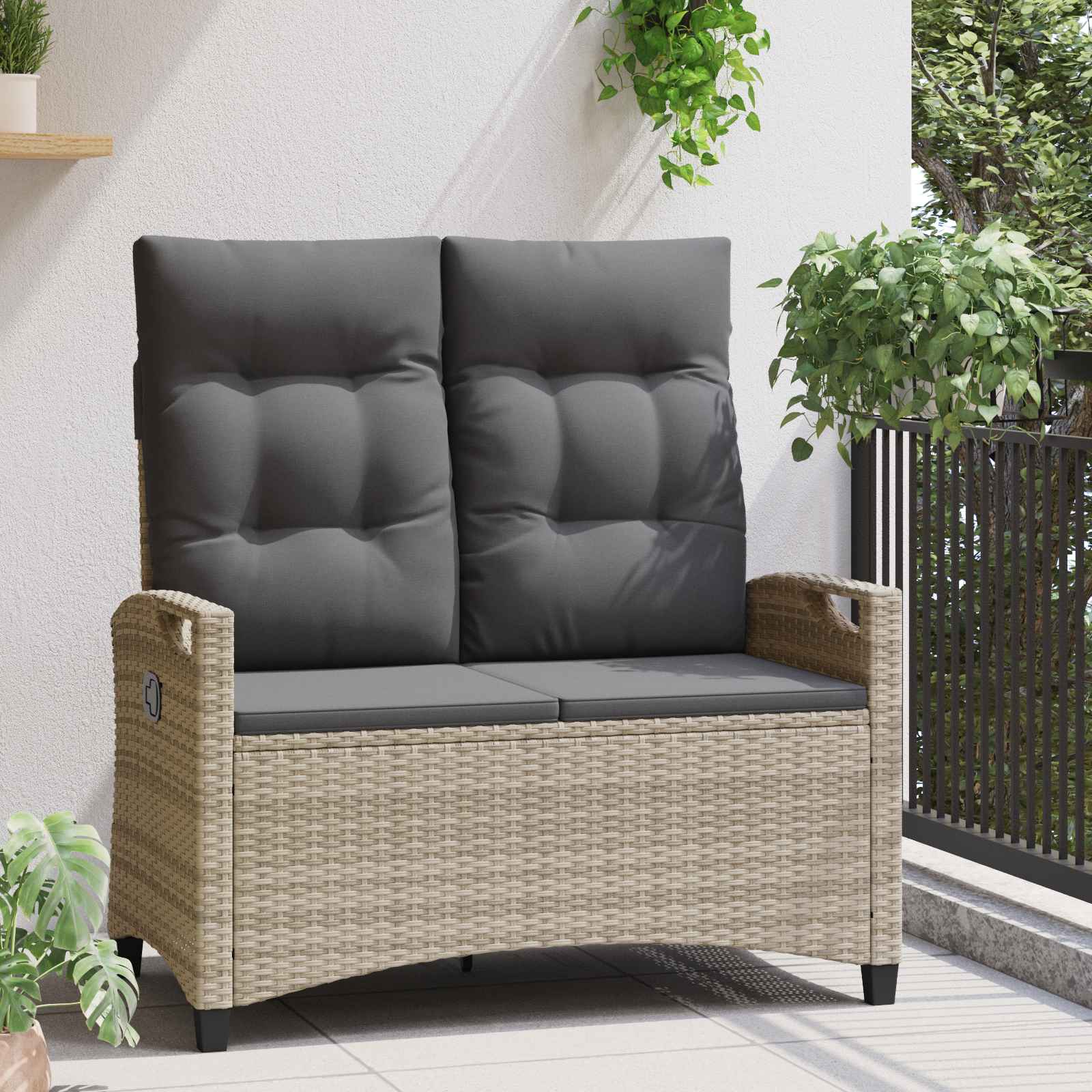 vidaXL Ławka ogrodowa z poduszką 105 x 60 x 112 cm stal